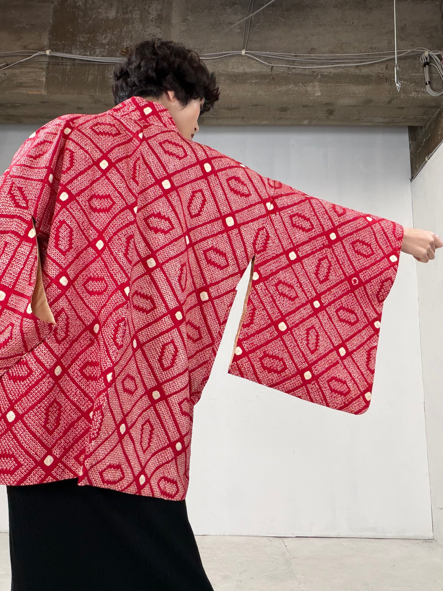 VINTAGE SHIBORI HAORI "red"