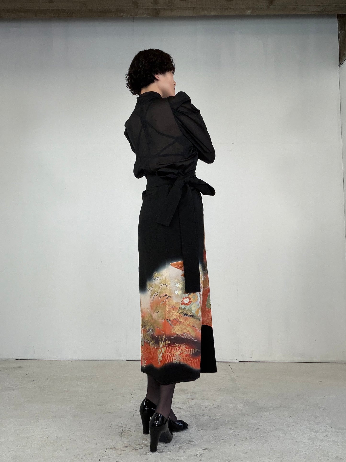 EDO-ZUMA SKIRT UPCYCLED FROM JAPANESE KIMONO "EDO040"