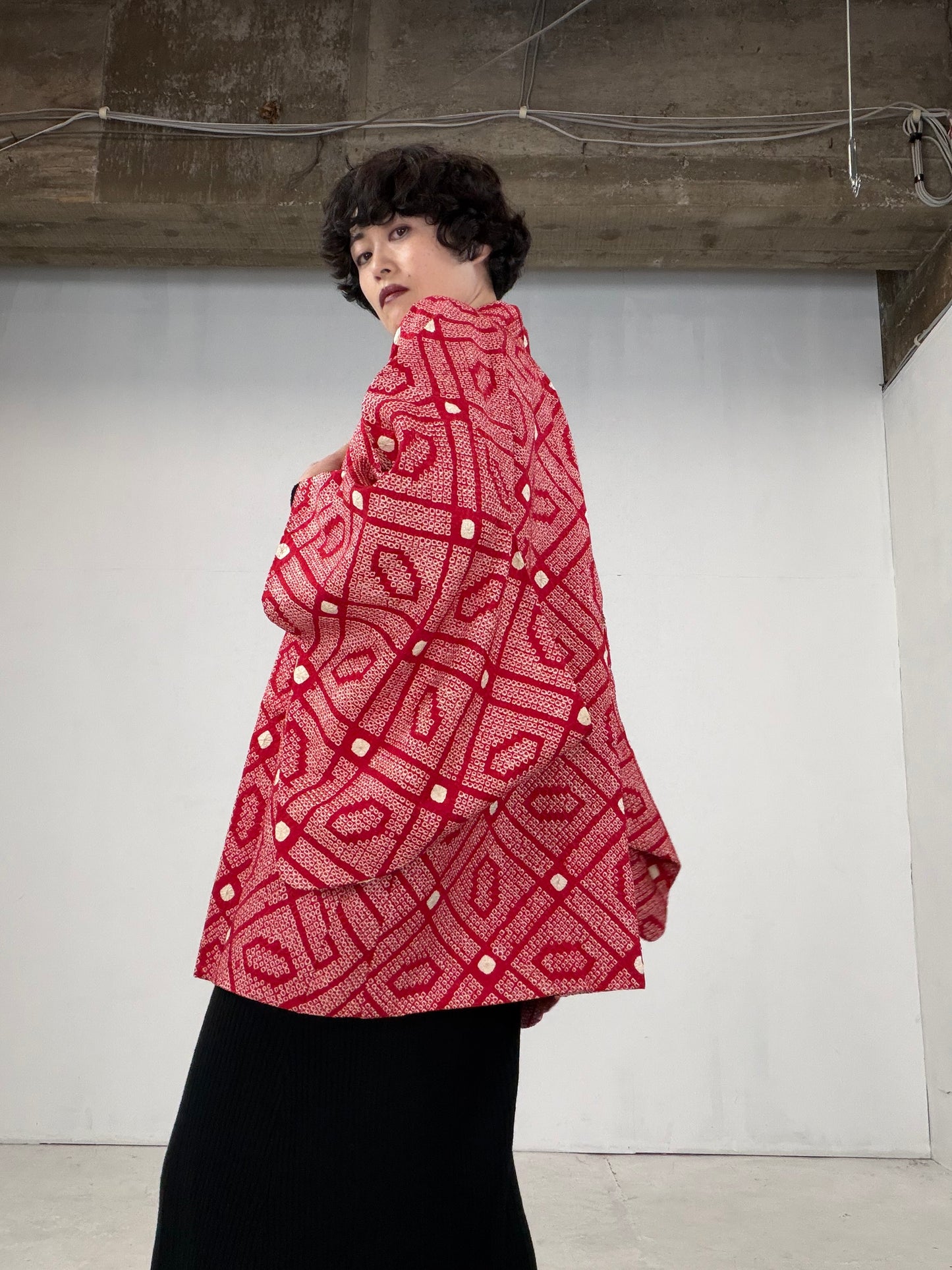 VINTAGE SHIBORI HAORI "red"