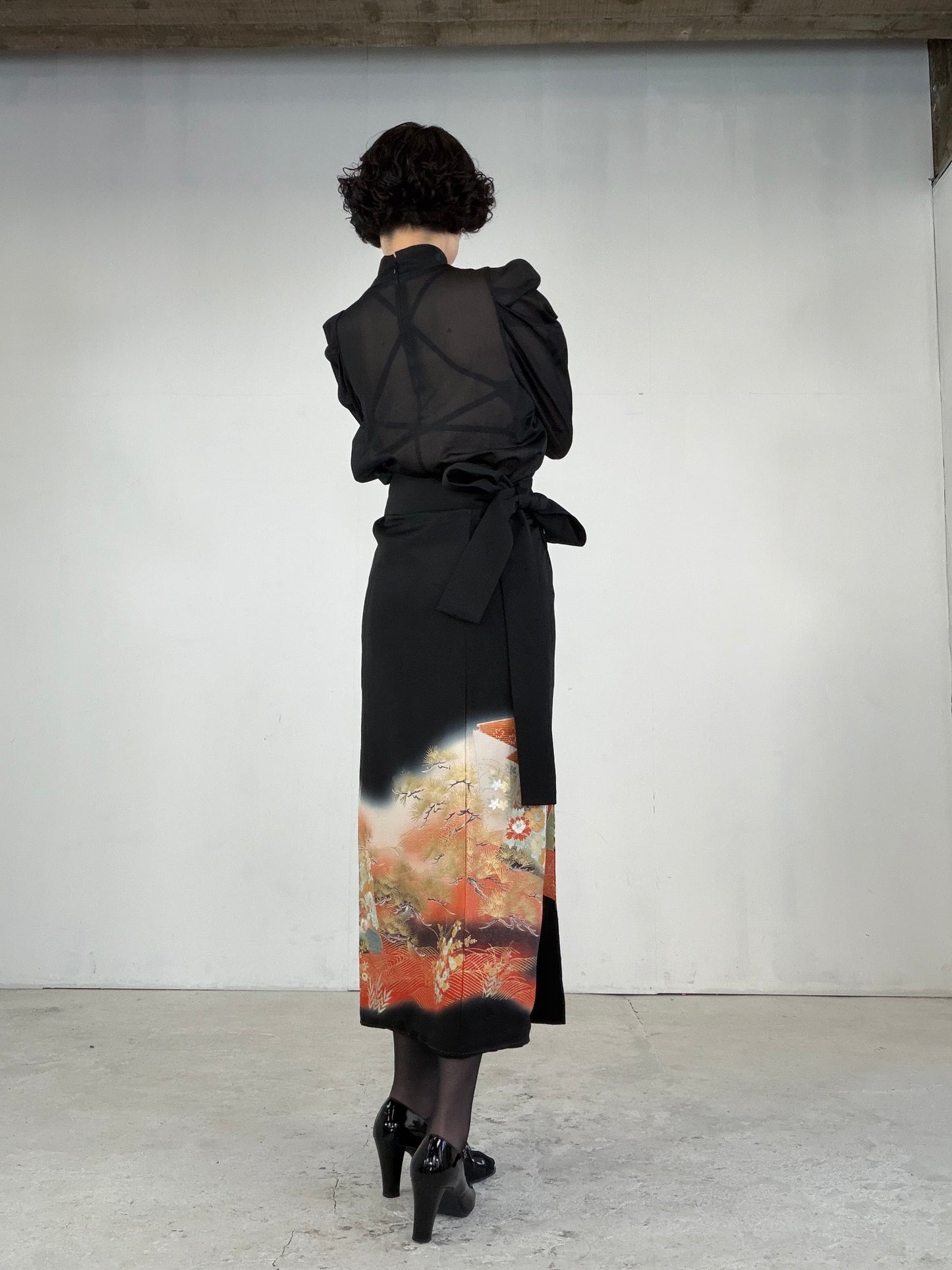 EDO-ZUMA SKIRT UPCYCLED FROM JAPANESE KIMONO "EDO040"