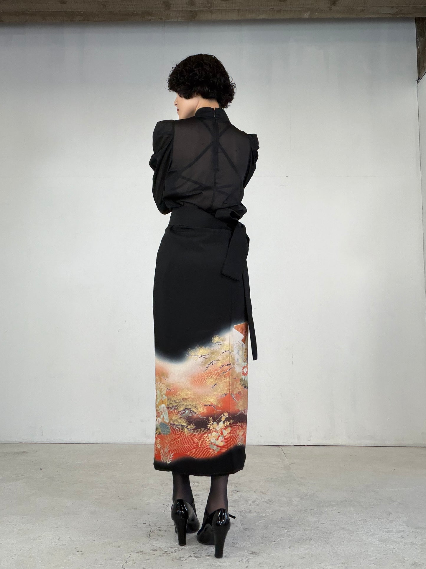 EDO-ZUMA SKIRT UPCYCLED FROM JAPANESE KIMONO "EDO040"