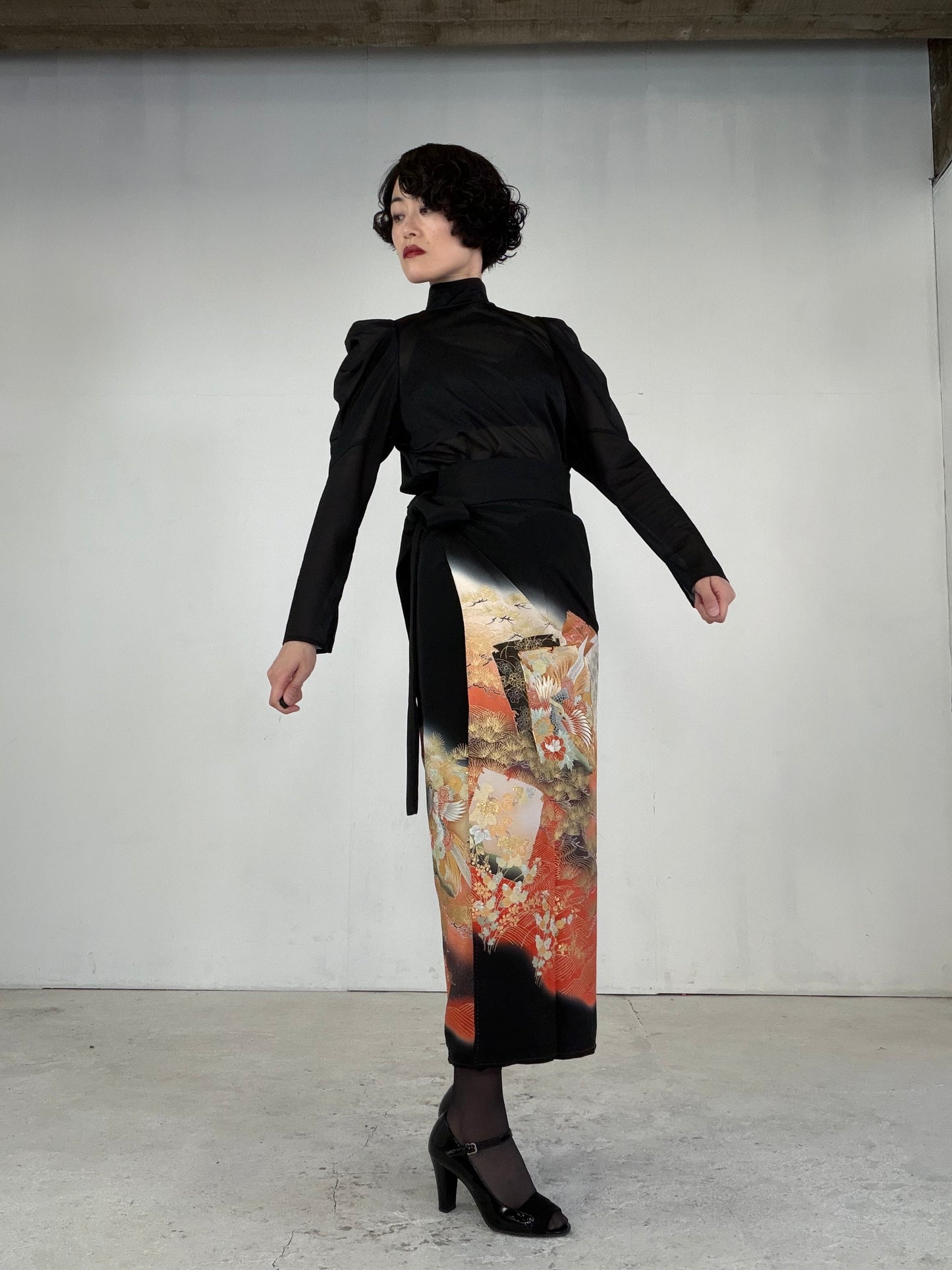EDO-ZUMA SKIRT UPCYCLED FROM JAPANESE KIMONO "EDO040"