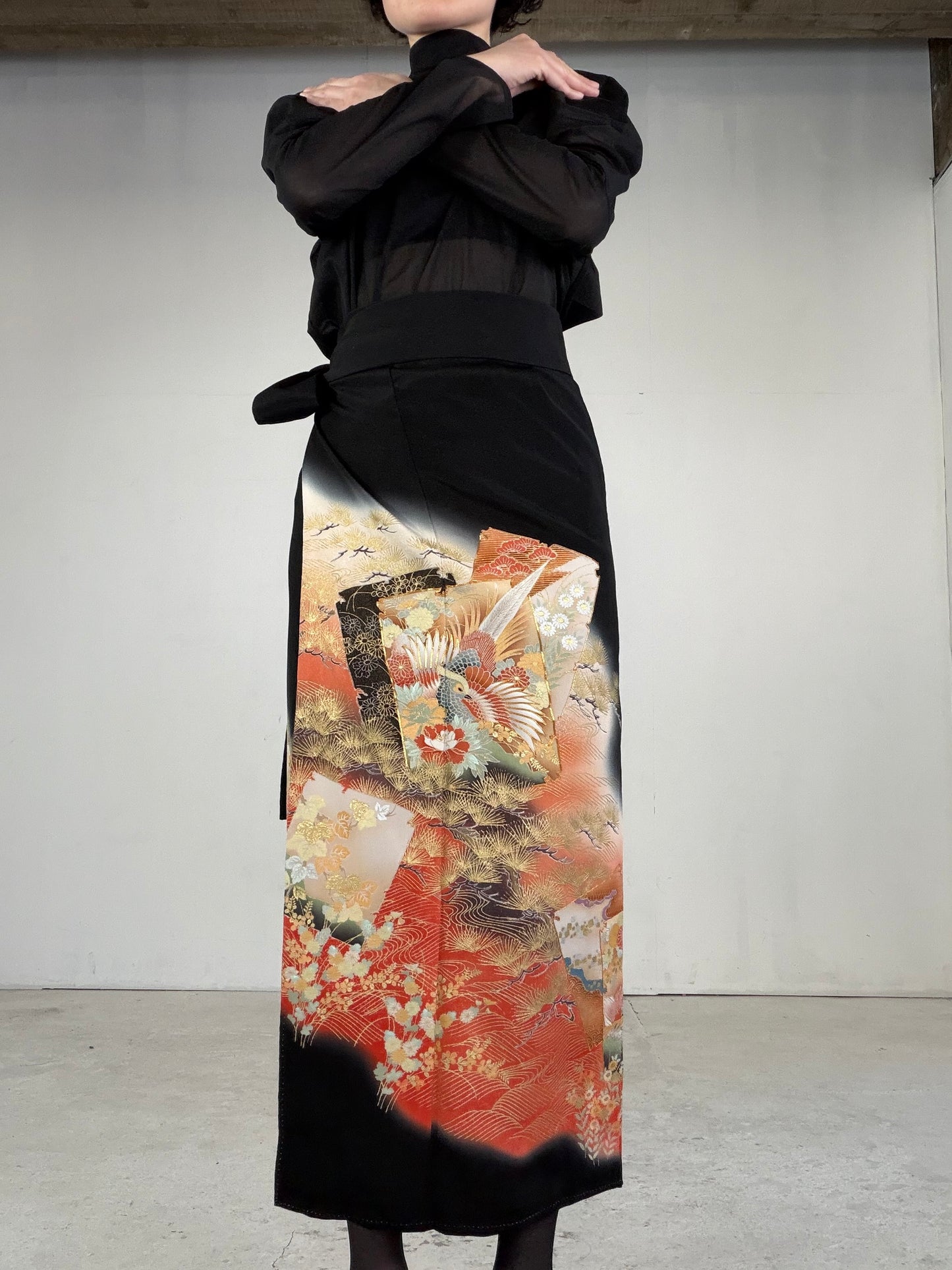 EDO-ZUMA SKIRT UPCYCLED FROM JAPANESE KIMONO "EDO040"