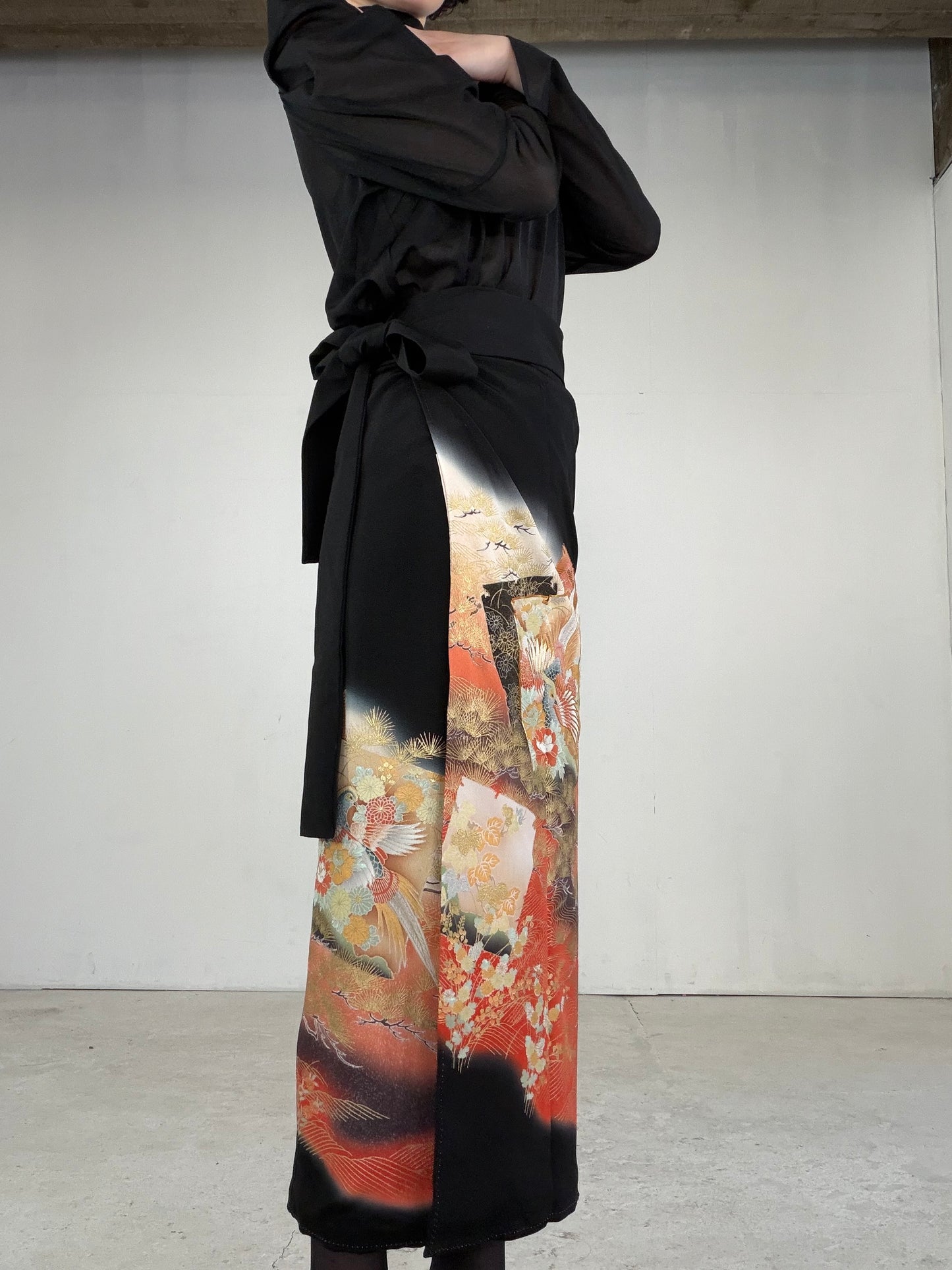 EDO-ZUMA SKIRT UPCYCLED FROM JAPANESE KIMONO "EDO040"