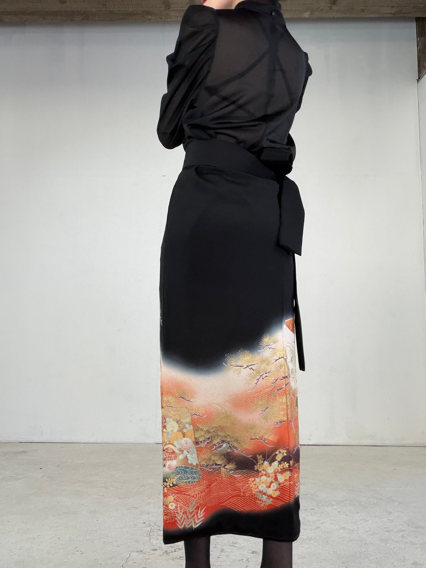 EDO-ZUMA SKIRT UPCYCLED FROM JAPANESE KIMONO "EDO040"