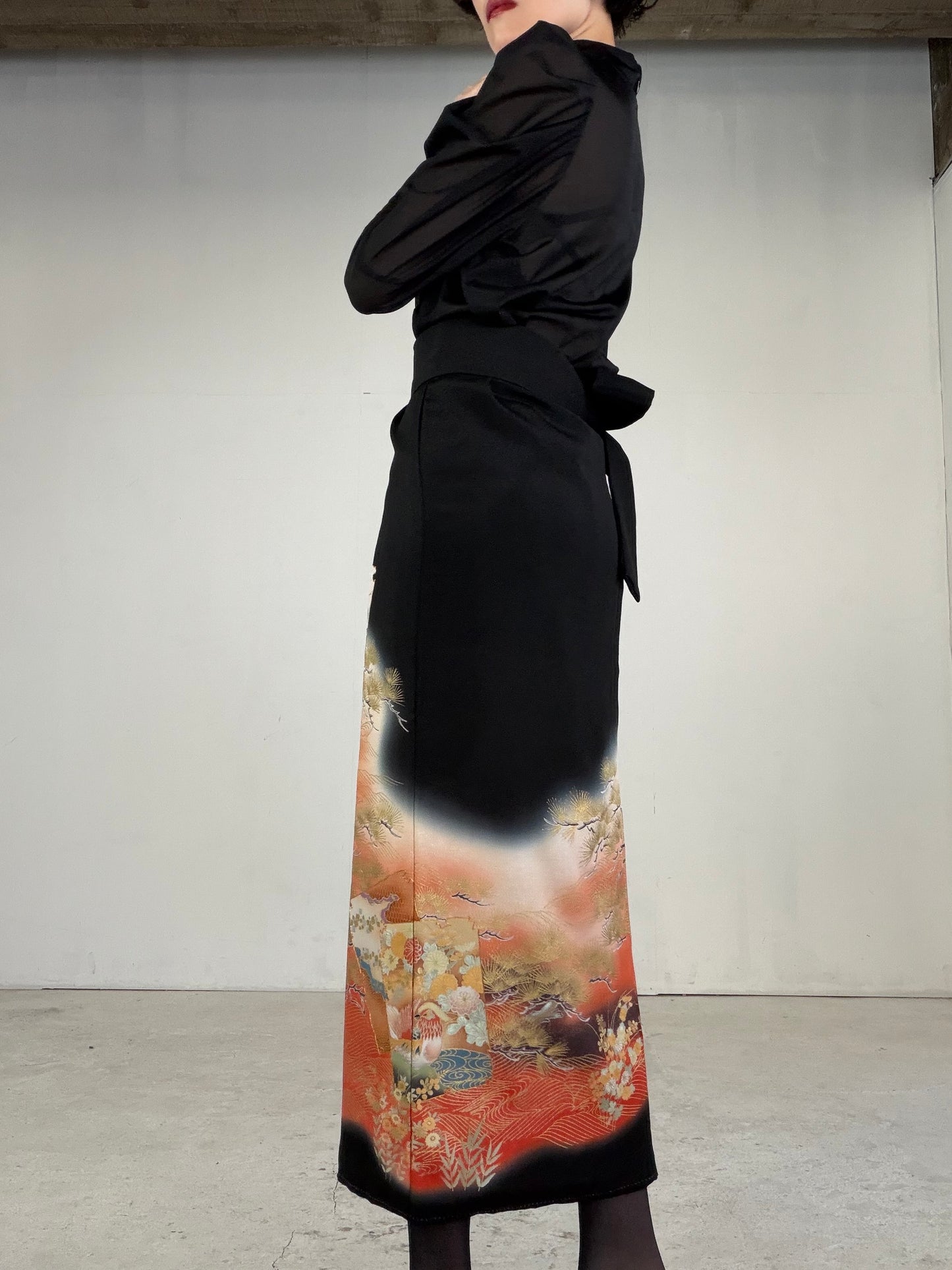 EDO-ZUMA SKIRT UPCYCLED FROM JAPANESE KIMONO "EDO040"
