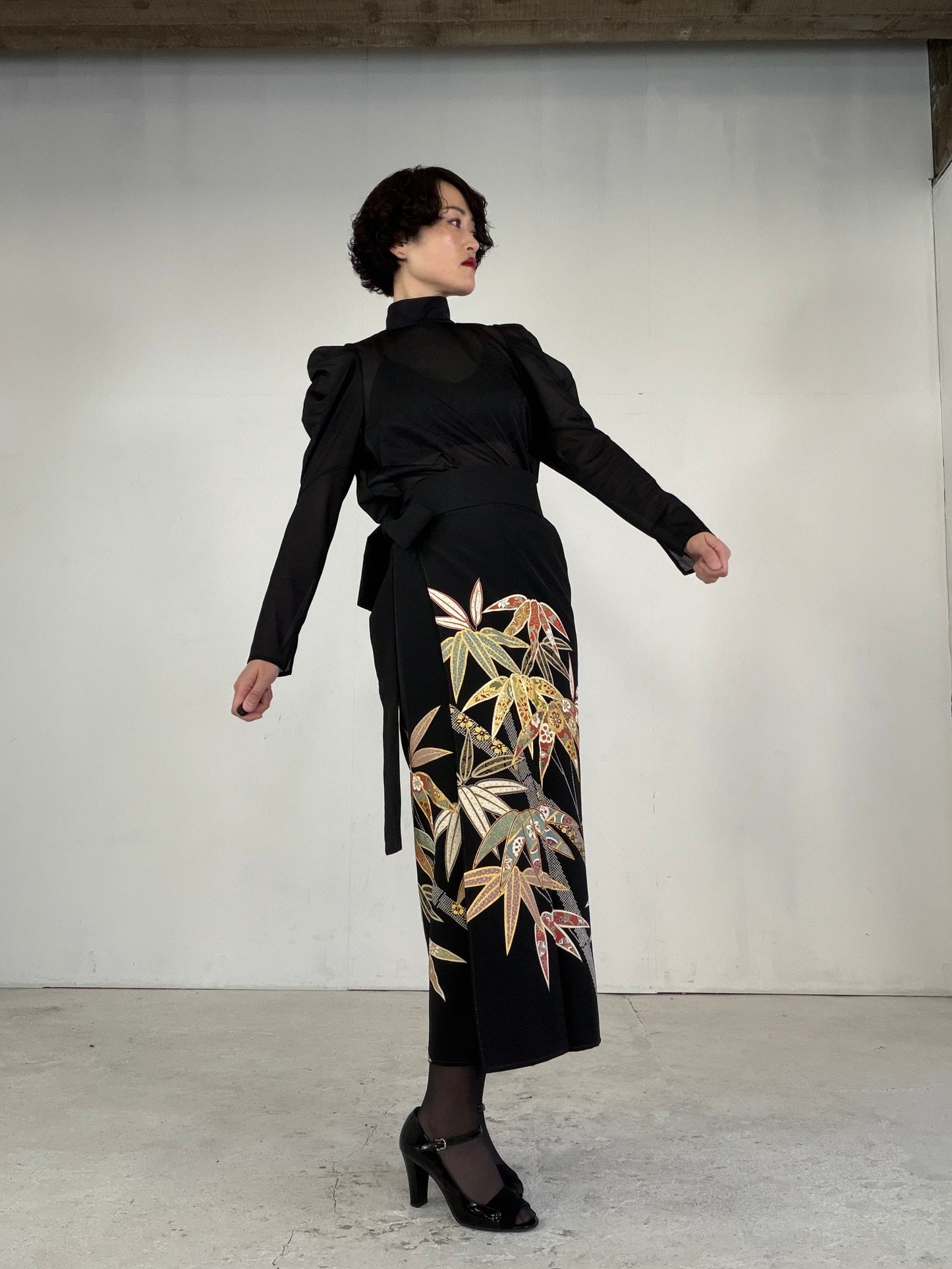 EDO-ZUMA SKIRT UPCYCLED FROM JAPANESE KIMONO "EDO041"