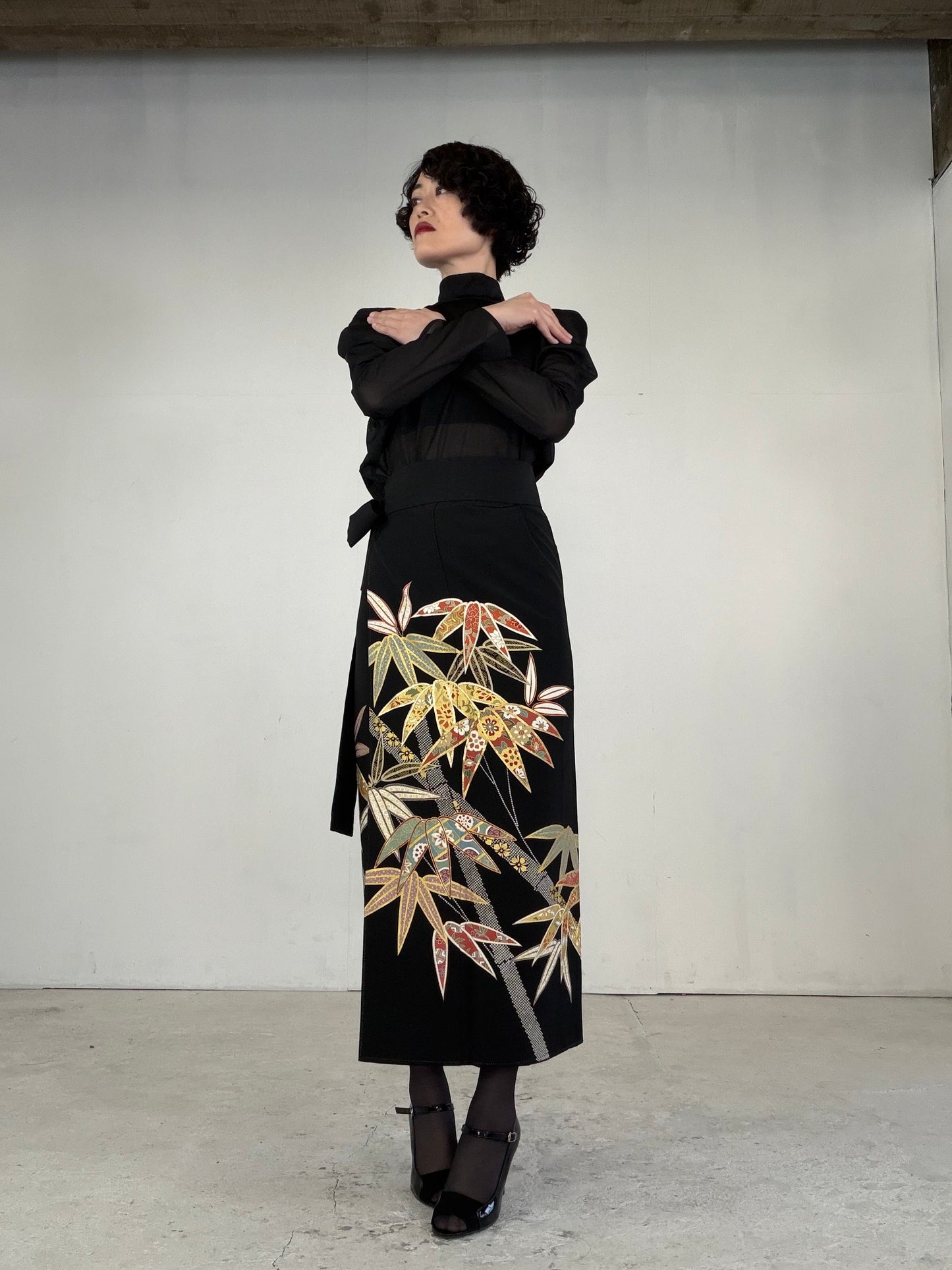 EDO-ZUMA SKIRT UPCYCLED FROM JAPANESE KIMONO "EDO041"