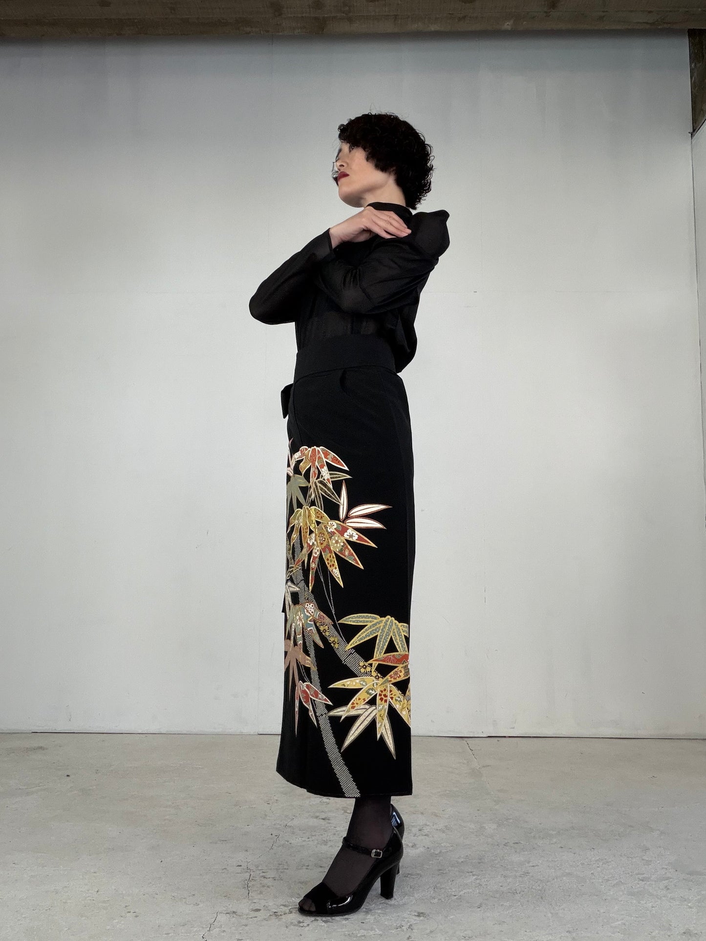 EDO-ZUMA SKIRT UPCYCLED FROM JAPANESE KIMONO "EDO041"
