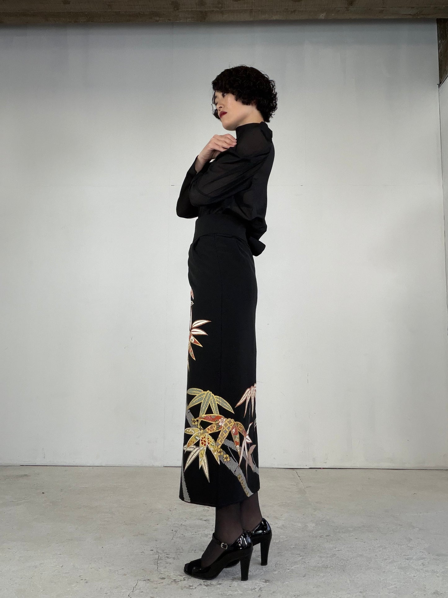 EDO-ZUMA SKIRT UPCYCLED FROM JAPANESE KIMONO "EDO041"