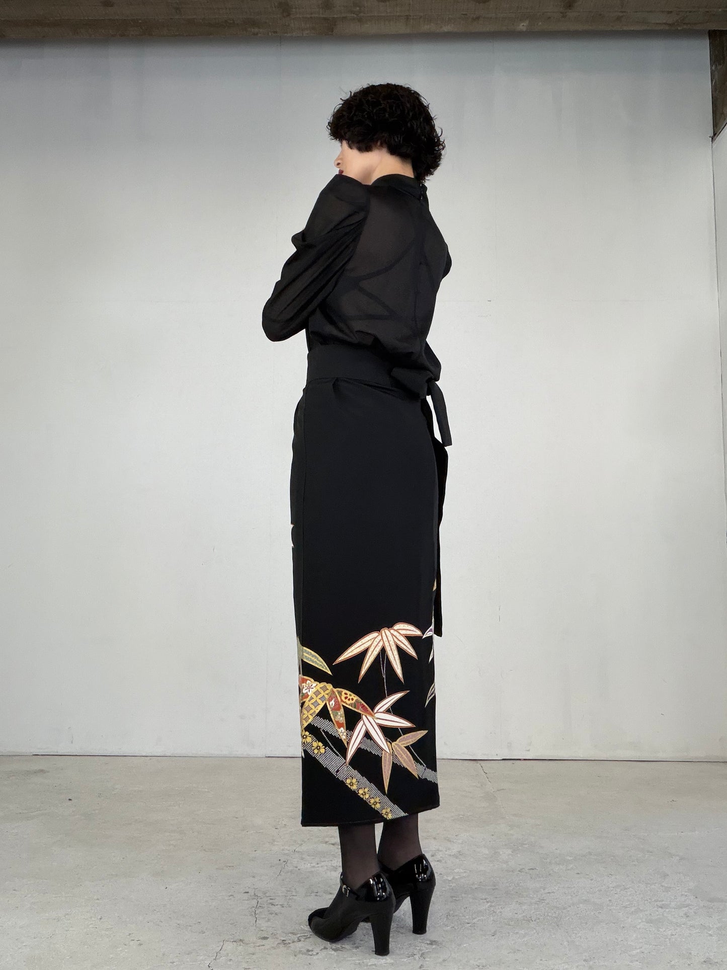 EDO-ZUMA SKIRT UPCYCLED FROM JAPANESE KIMONO "EDO041"