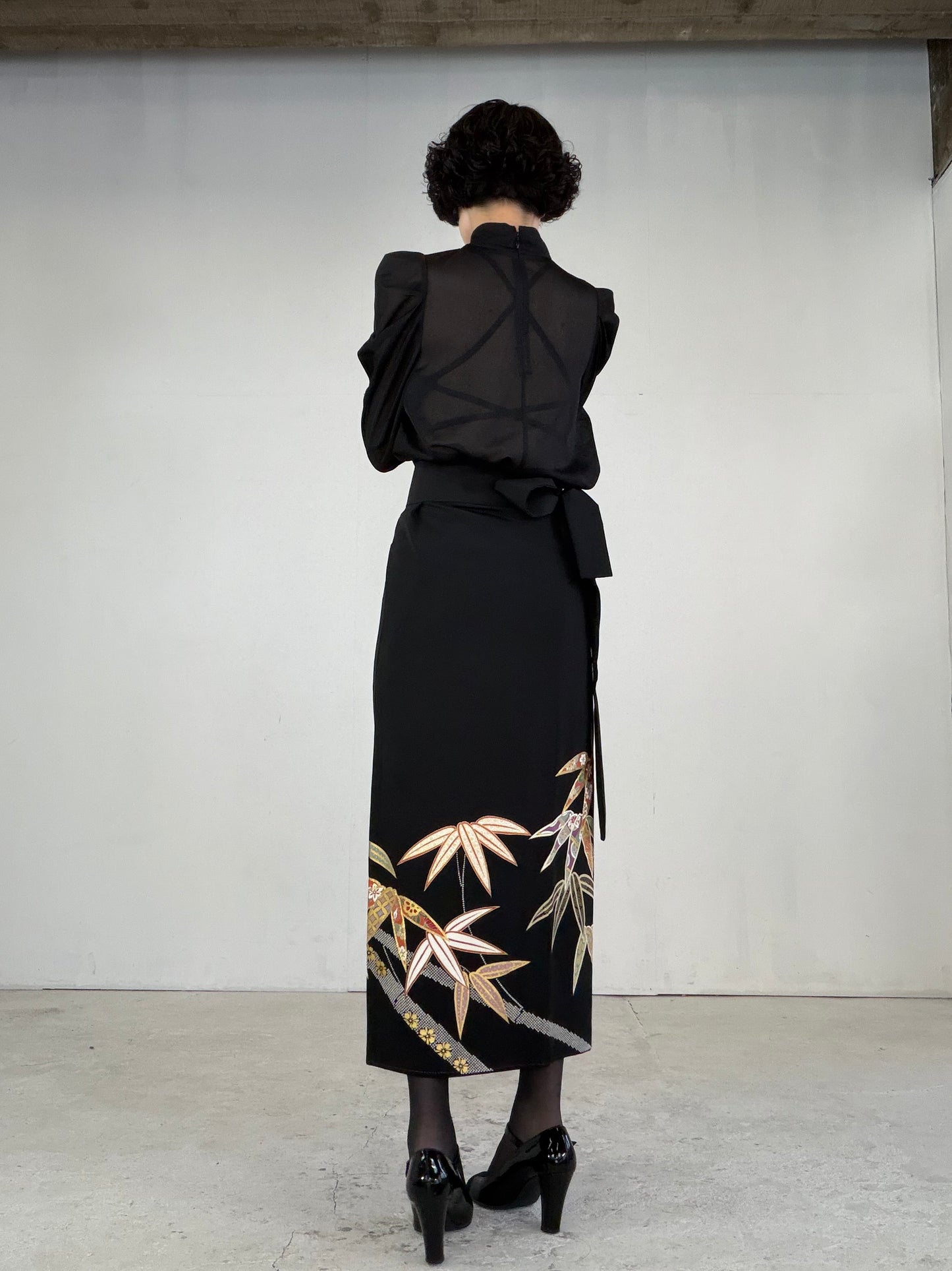 EDO-ZUMA SKIRT UPCYCLED FROM JAPANESE KIMONO "EDO041"