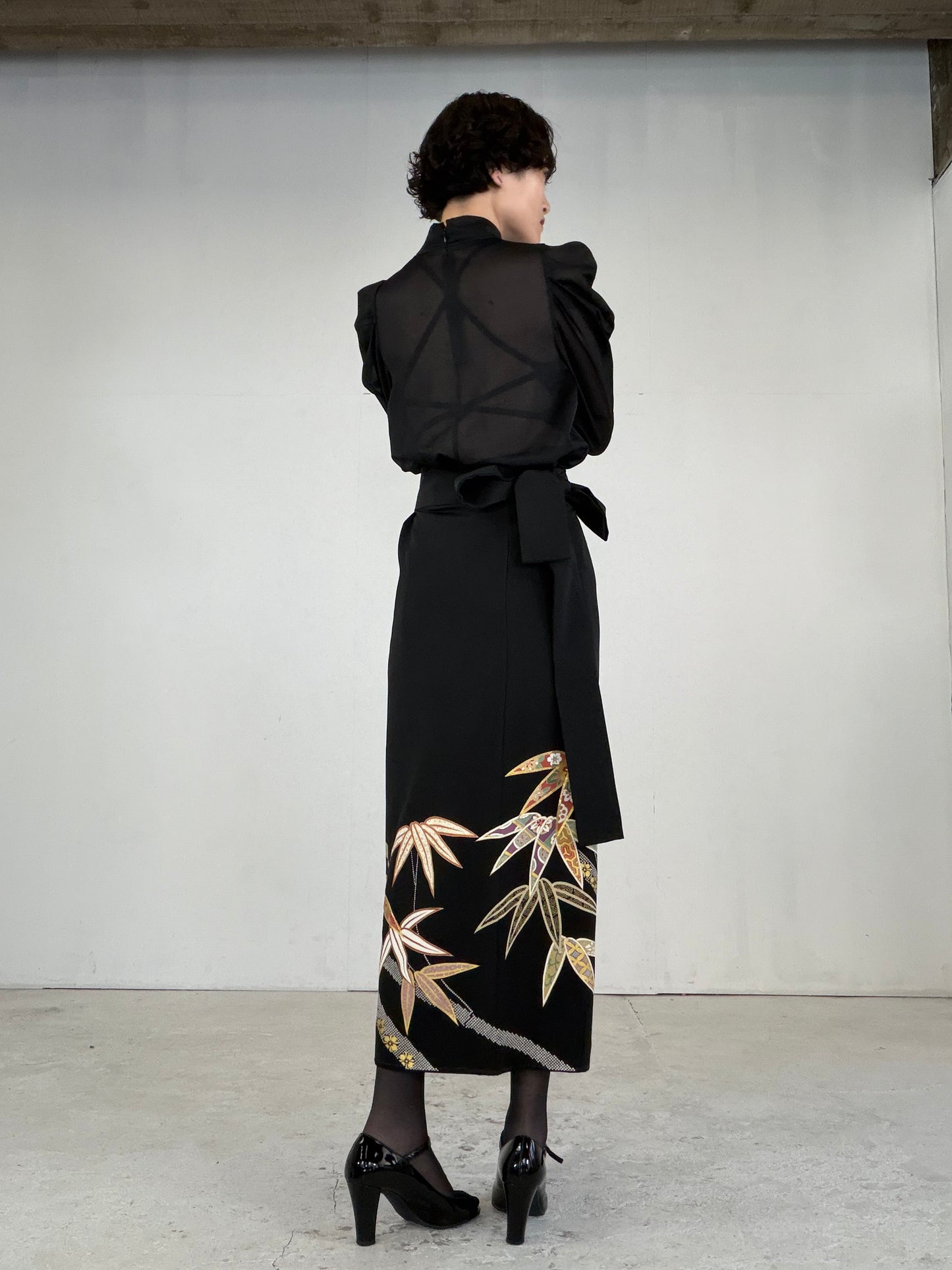 EDO-ZUMA SKIRT UPCYCLED FROM JAPANESE KIMONO "EDO041"