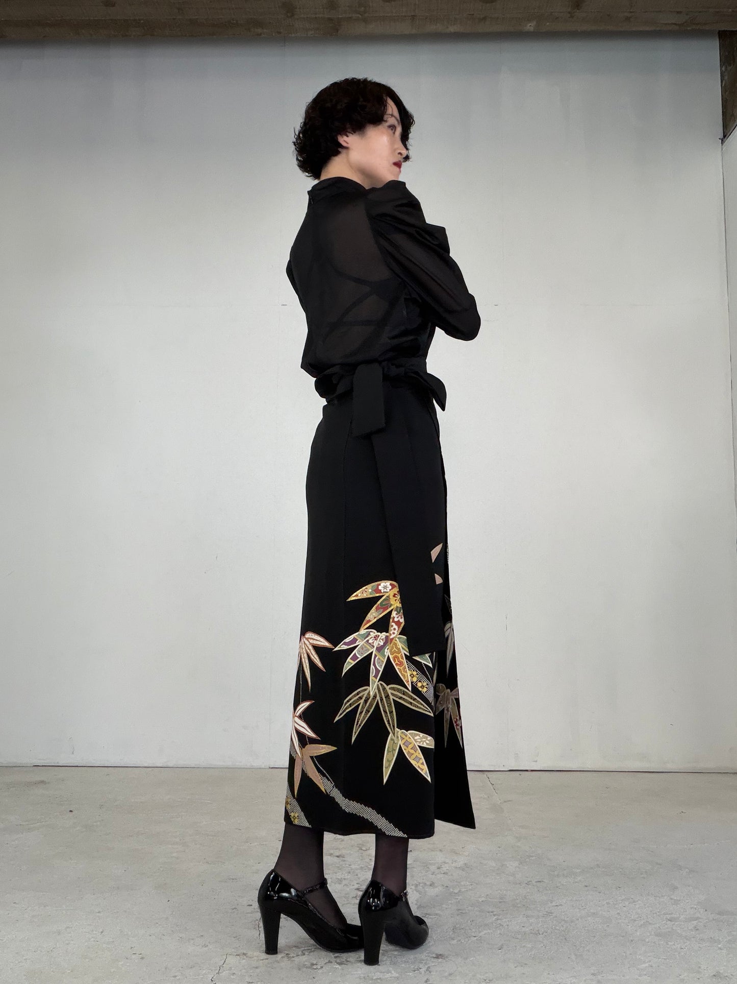 EDO-ZUMA SKIRT UPCYCLED FROM JAPANESE KIMONO "EDO041"
