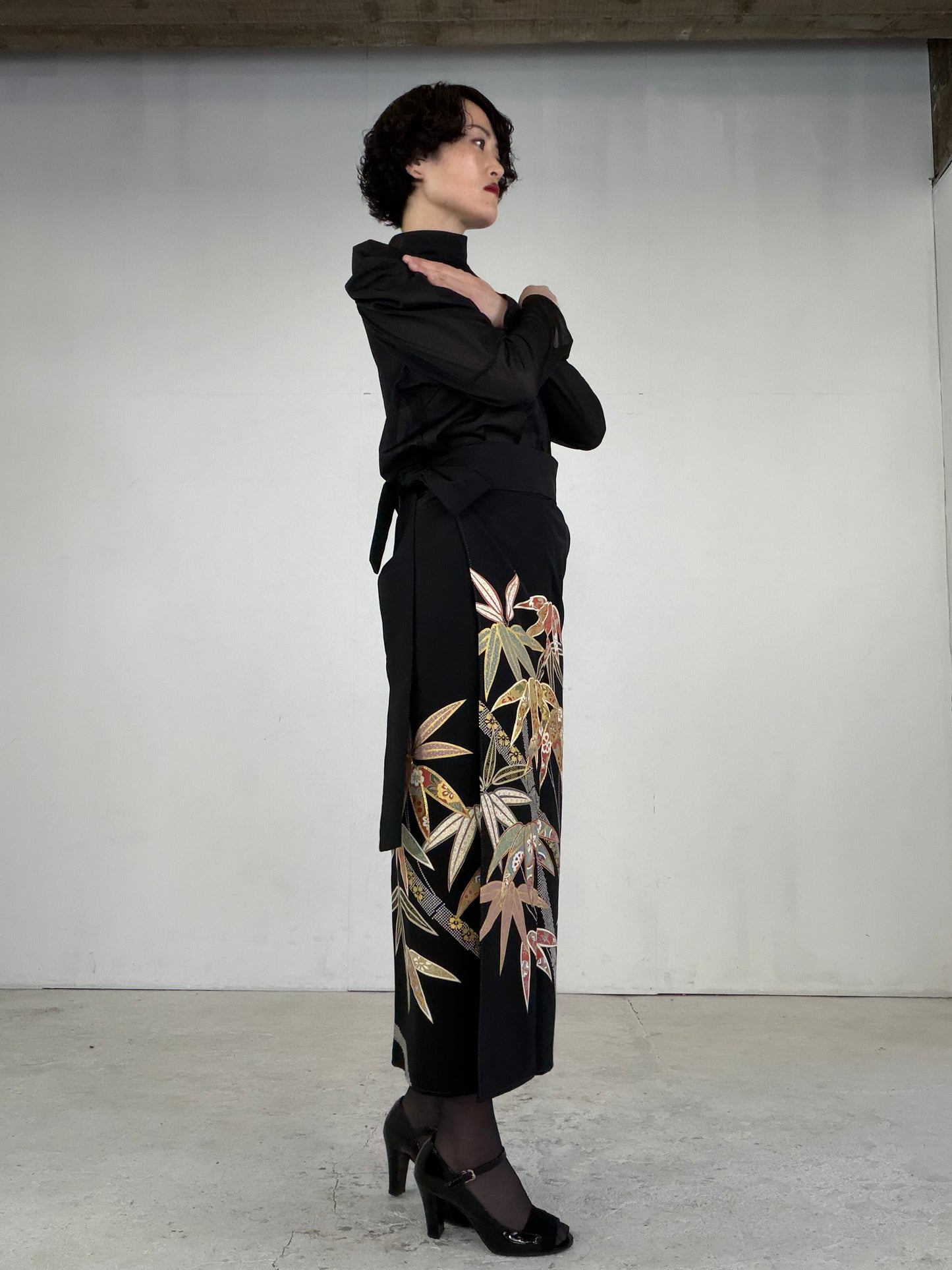 EDO-ZUMA SKIRT UPCYCLED FROM JAPANESE KIMONO "EDO041"