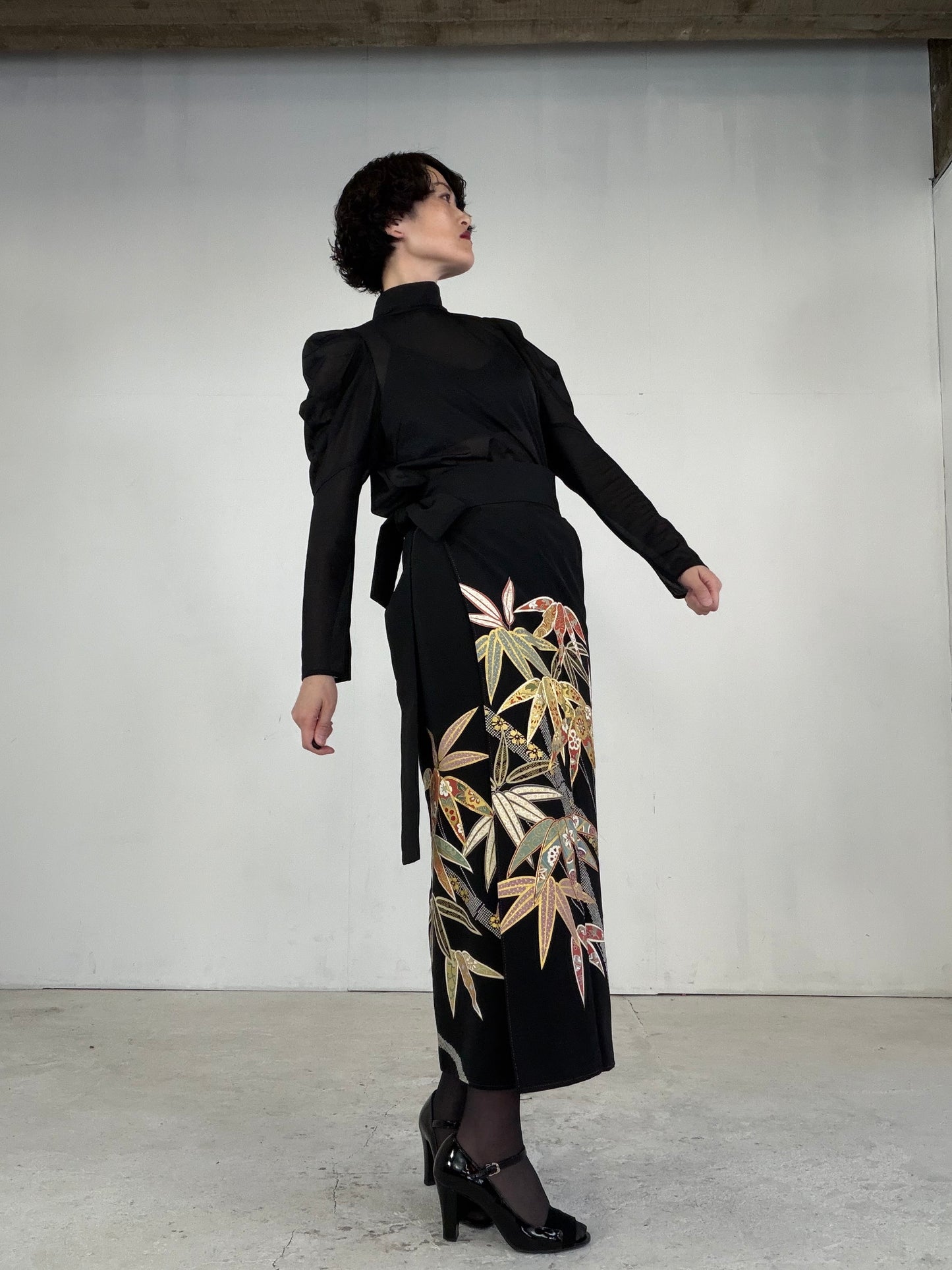 EDO-ZUMA SKIRT UPCYCLED FROM JAPANESE KIMONO "EDO041"