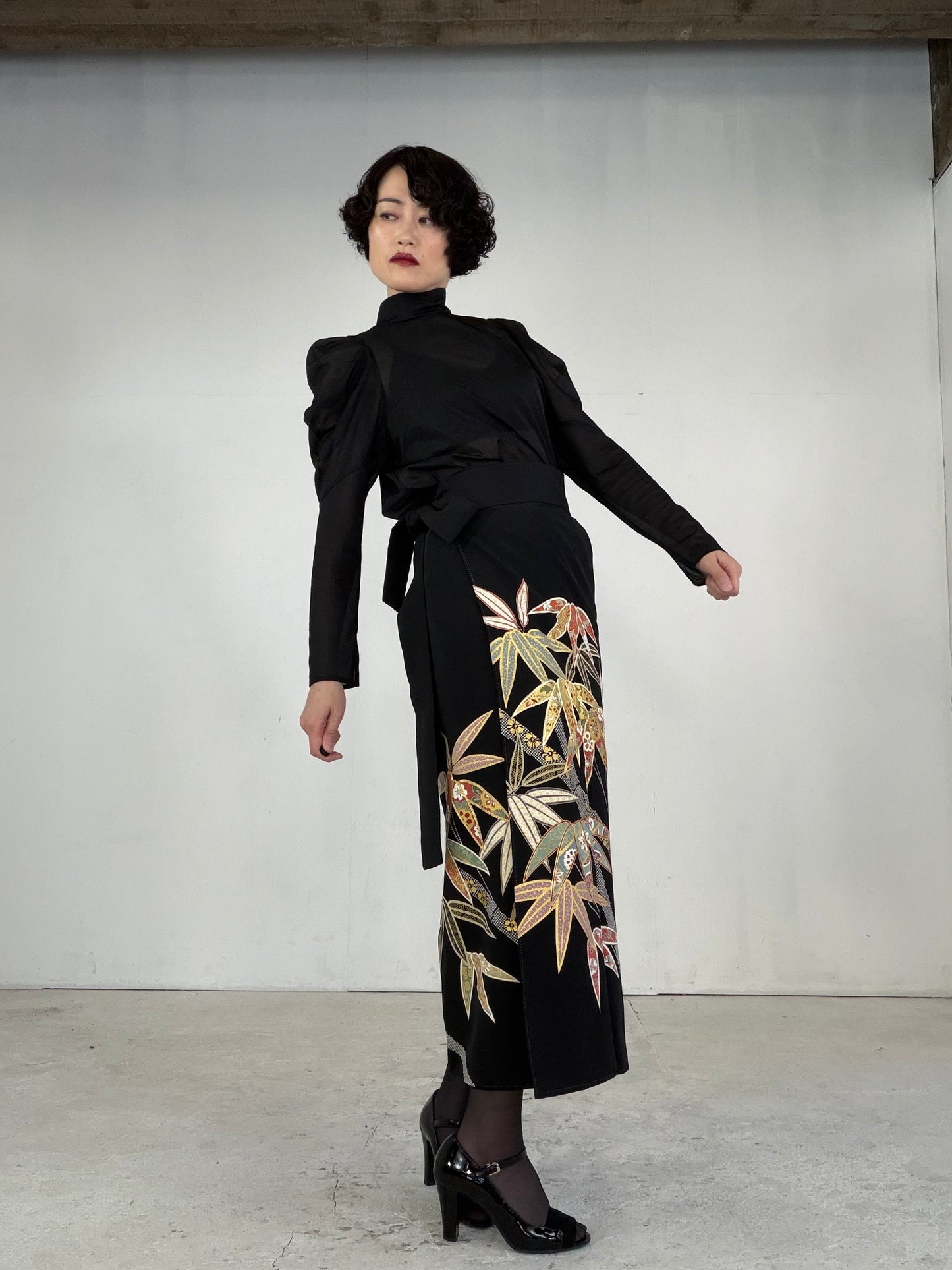 EDO-ZUMA SKIRT UPCYCLED FROM JAPANESE KIMONO "EDO041"
