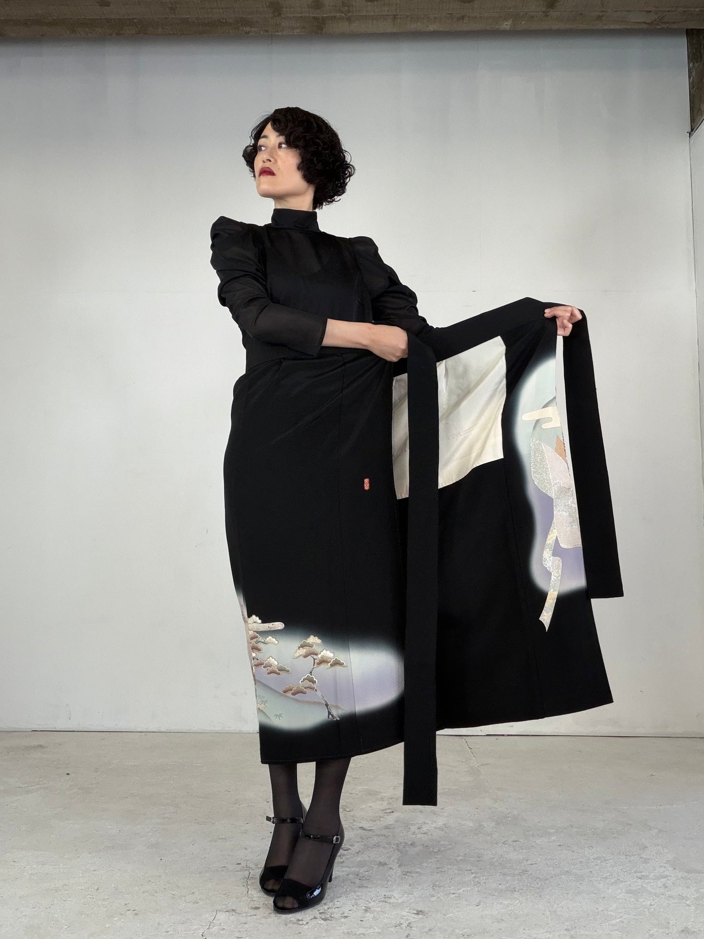 EDO-ZUMA SKIRT UPCYCLED FROM JAPANESE KIMONO "EDO042"