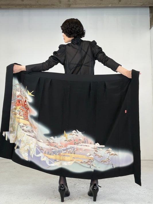 EDO-ZUMA SKIRT UPCYCLED FROM JAPANESE KIMONO "EDO042"
