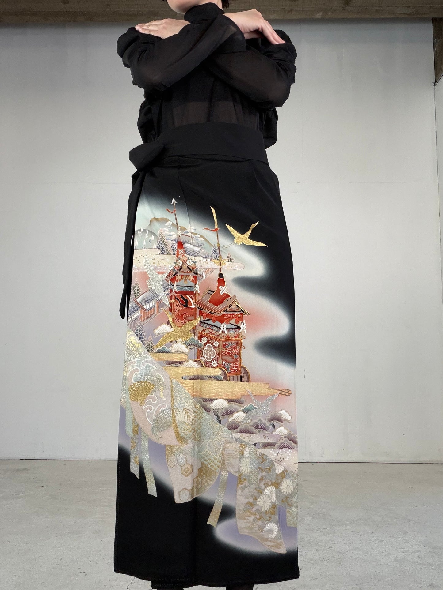 EDO-ZUMA SKIRT UPCYCLED FROM JAPANESE KIMONO "EDO042"