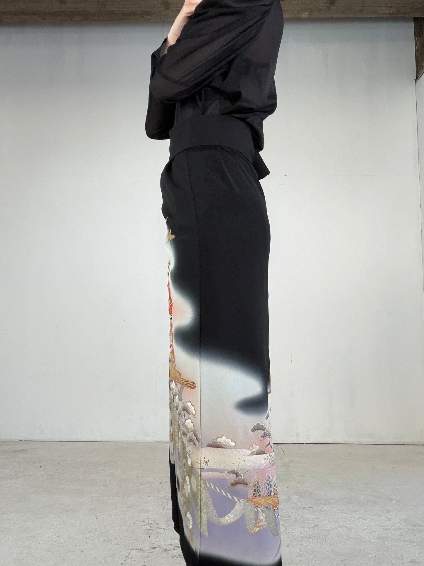 EDO-ZUMA SKIRT UPCYCLED FROM JAPANESE KIMONO "EDO042"