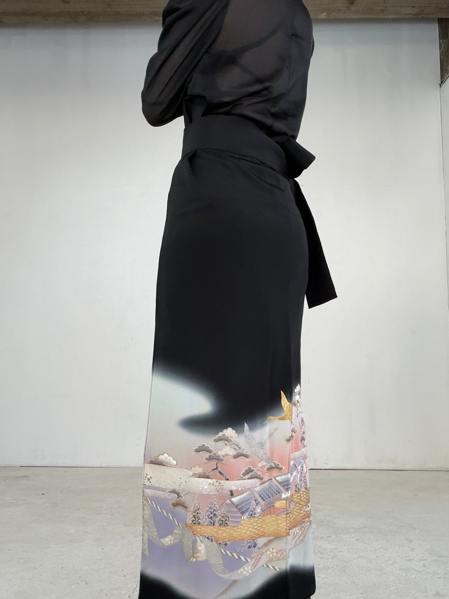 EDO-ZUMA SKIRT UPCYCLED FROM JAPANESE KIMONO "EDO042"
