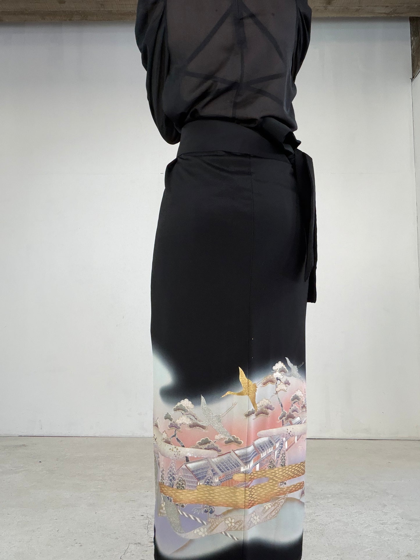 EDO-ZUMA SKIRT UPCYCLED FROM JAPANESE KIMONO "EDO042"