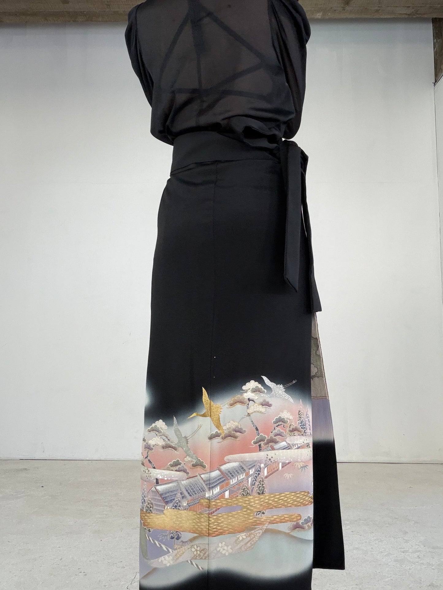 EDO-ZUMA SKIRT UPCYCLED FROM JAPANESE KIMONO "EDO042"