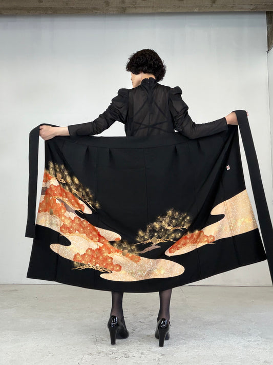 EDO-ZUMA SKIRT UPCYCLED FROM JAPANESE KIMONO "EDO043"