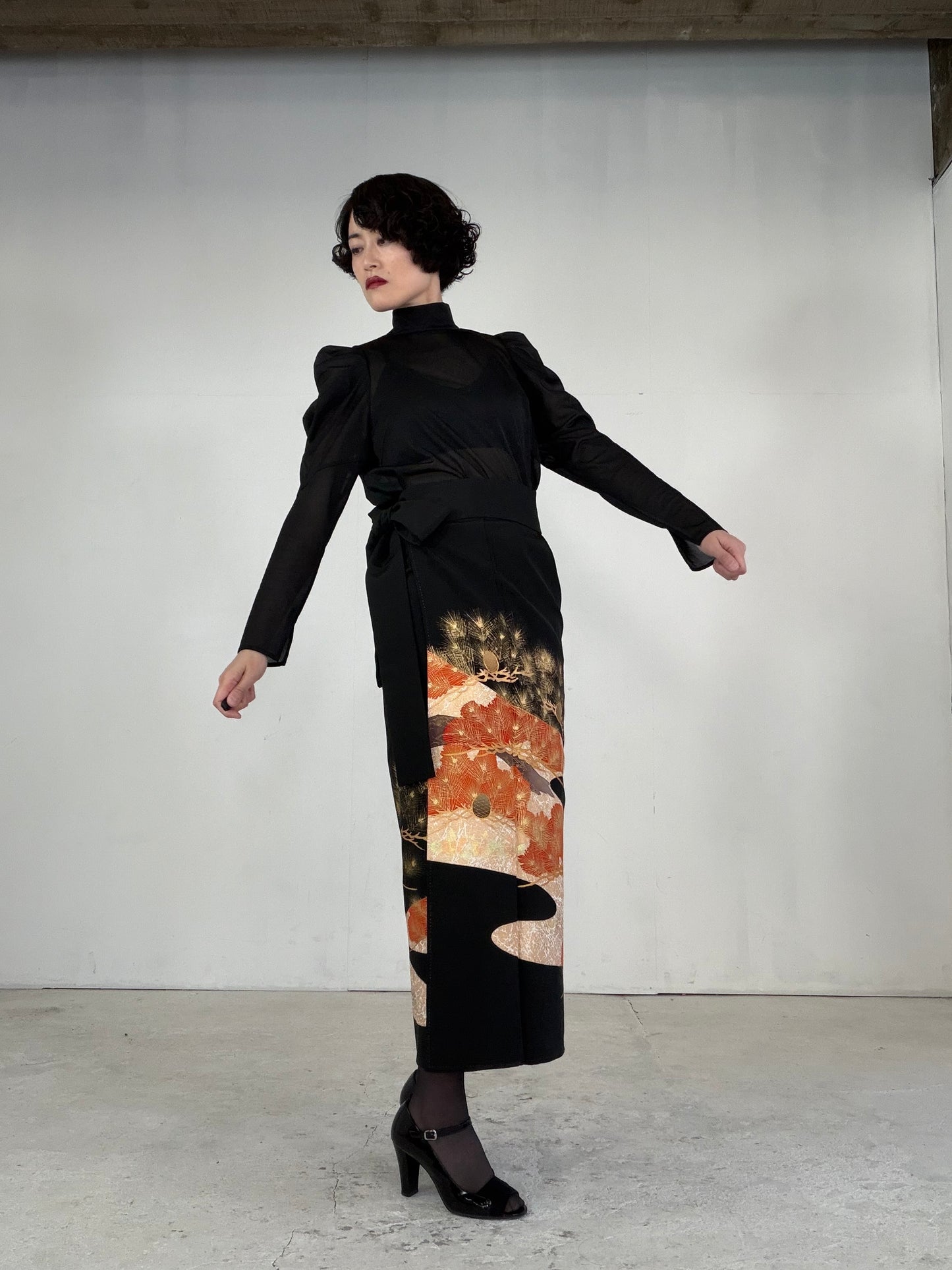 EDO-ZUMA SKIRT UPCYCLED FROM JAPANESE KIMONO "EDO043"