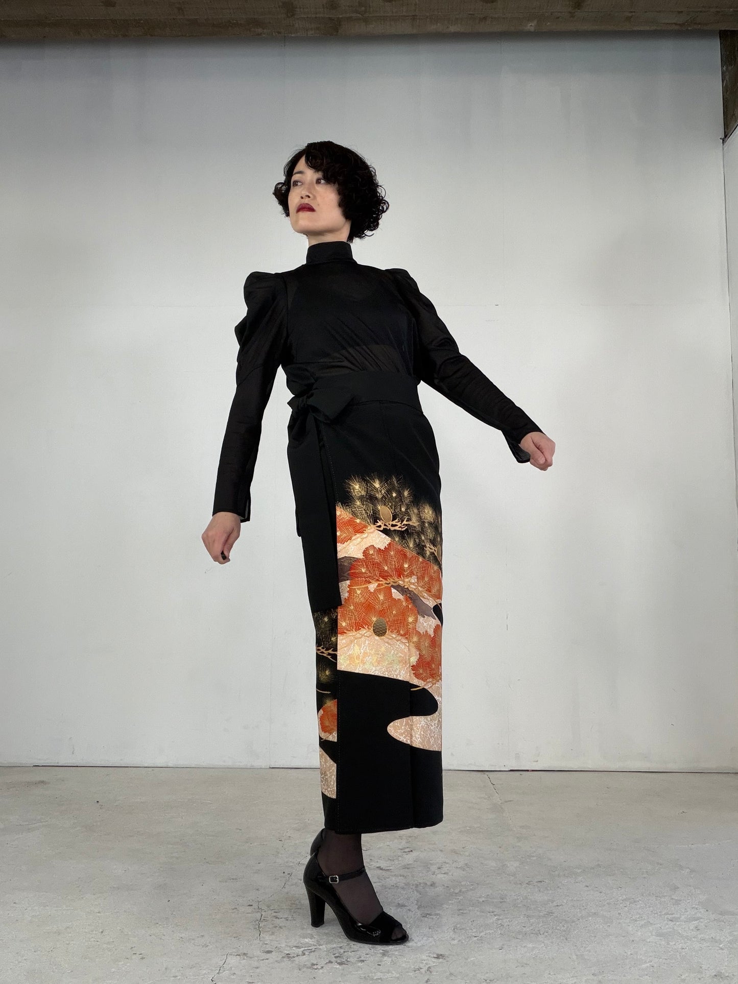 EDO-ZUMA SKIRT UPCYCLED FROM JAPANESE KIMONO "EDO043"