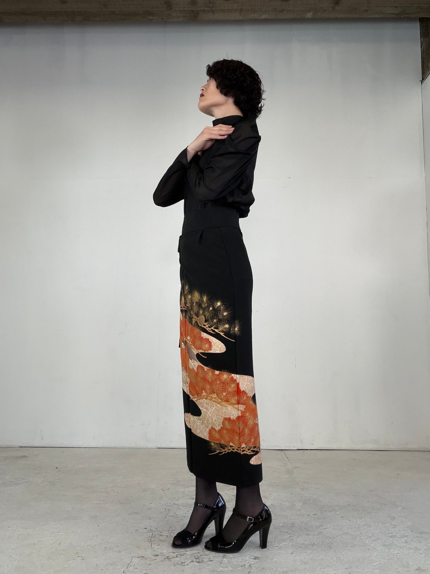 EDO-ZUMA SKIRT UPCYCLED FROM JAPANESE KIMONO "EDO043"