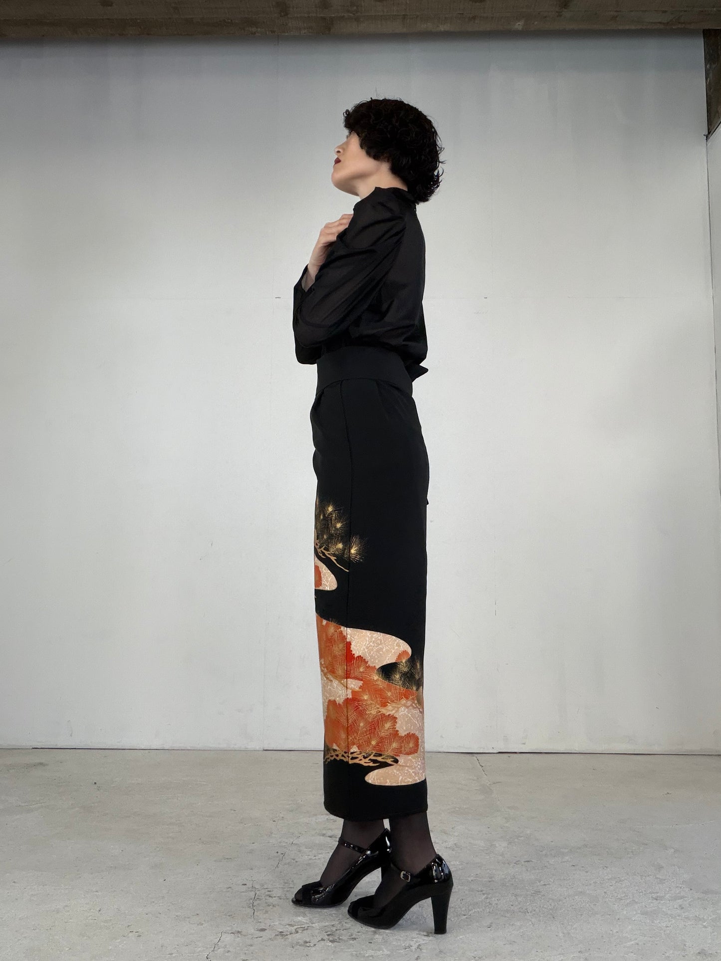 EDO-ZUMA SKIRT UPCYCLED FROM JAPANESE KIMONO "EDO043"