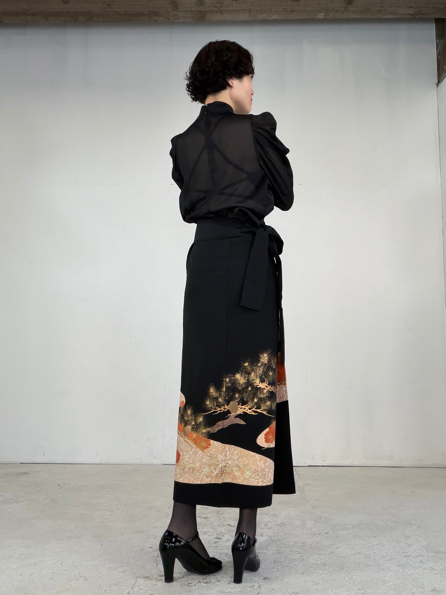 EDO-ZUMA SKIRT UPCYCLED FROM JAPANESE KIMONO "EDO043"