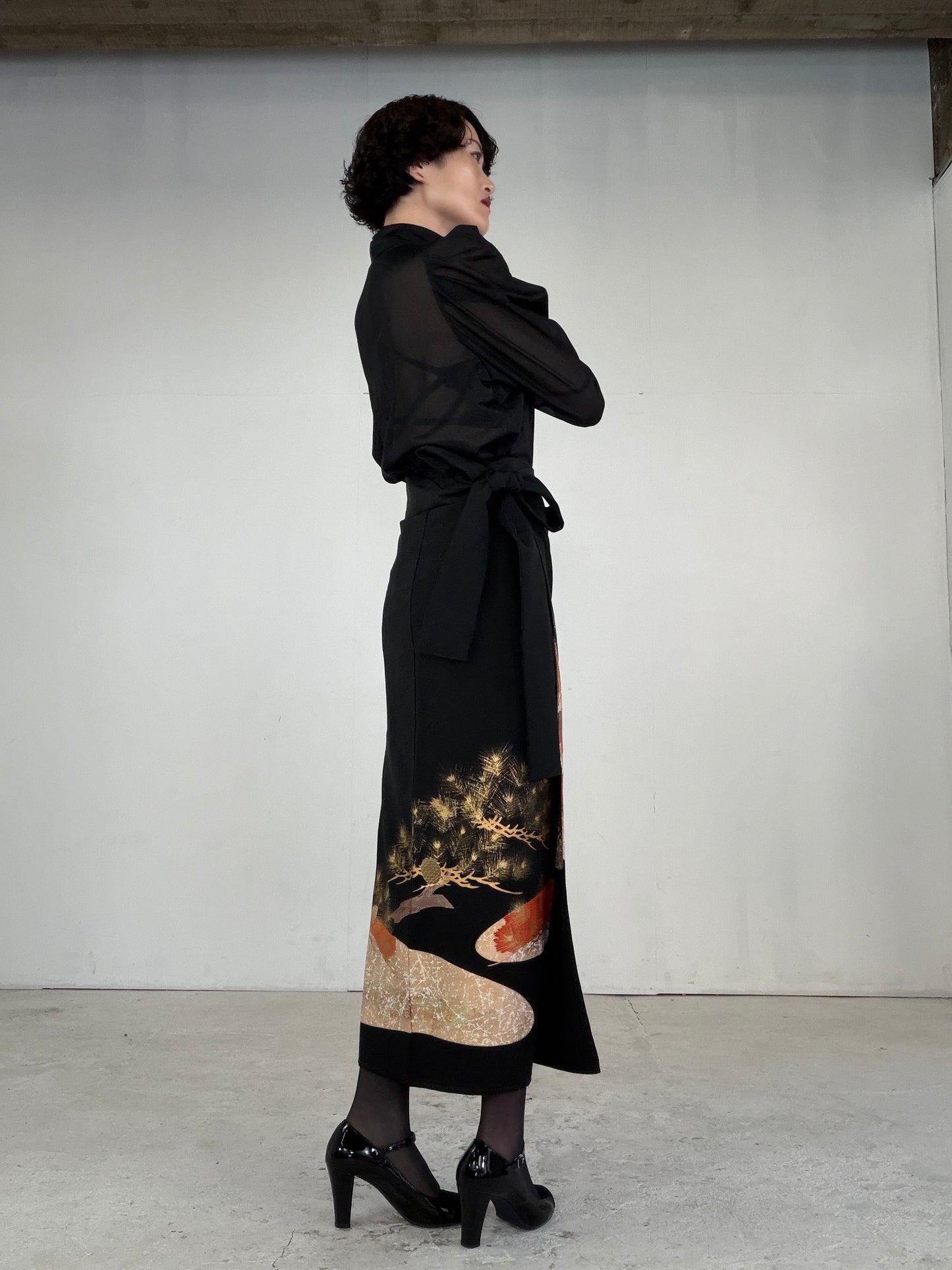 EDO-ZUMA SKIRT UPCYCLED FROM JAPANESE KIMONO "EDO043"