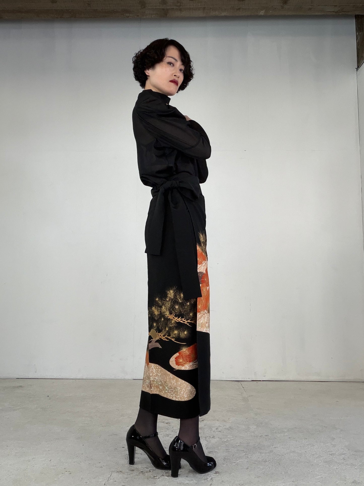 EDO-ZUMA SKIRT UPCYCLED FROM JAPANESE KIMONO "EDO043"