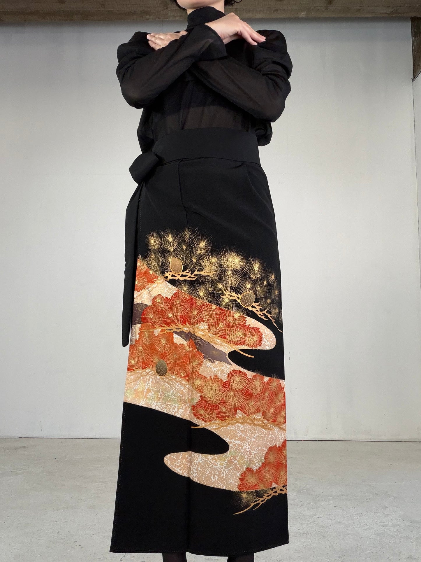 EDO-ZUMA SKIRT UPCYCLED FROM JAPANESE KIMONO "EDO043"