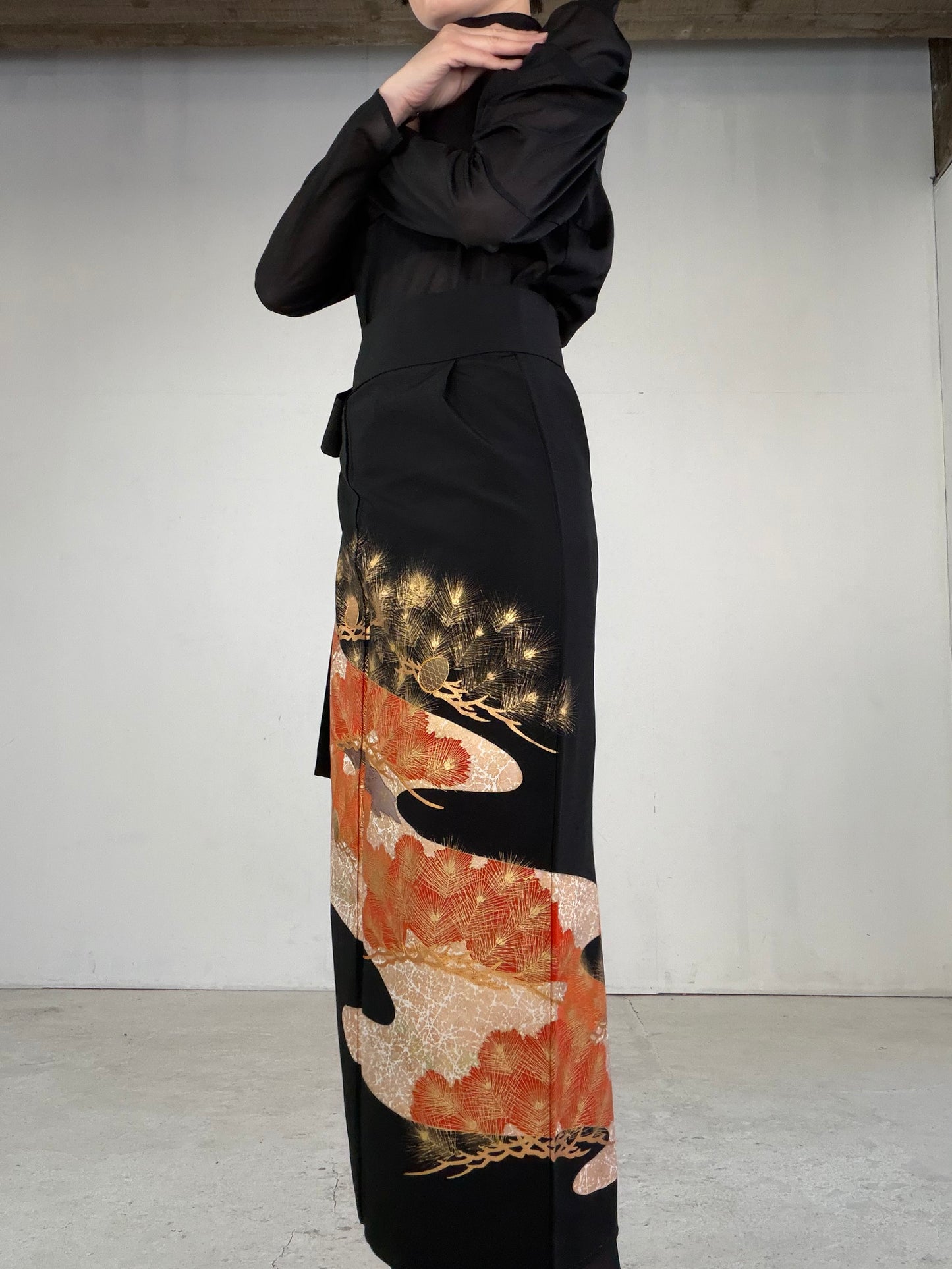 EDO-ZUMA SKIRT UPCYCLED FROM JAPANESE KIMONO "EDO043"