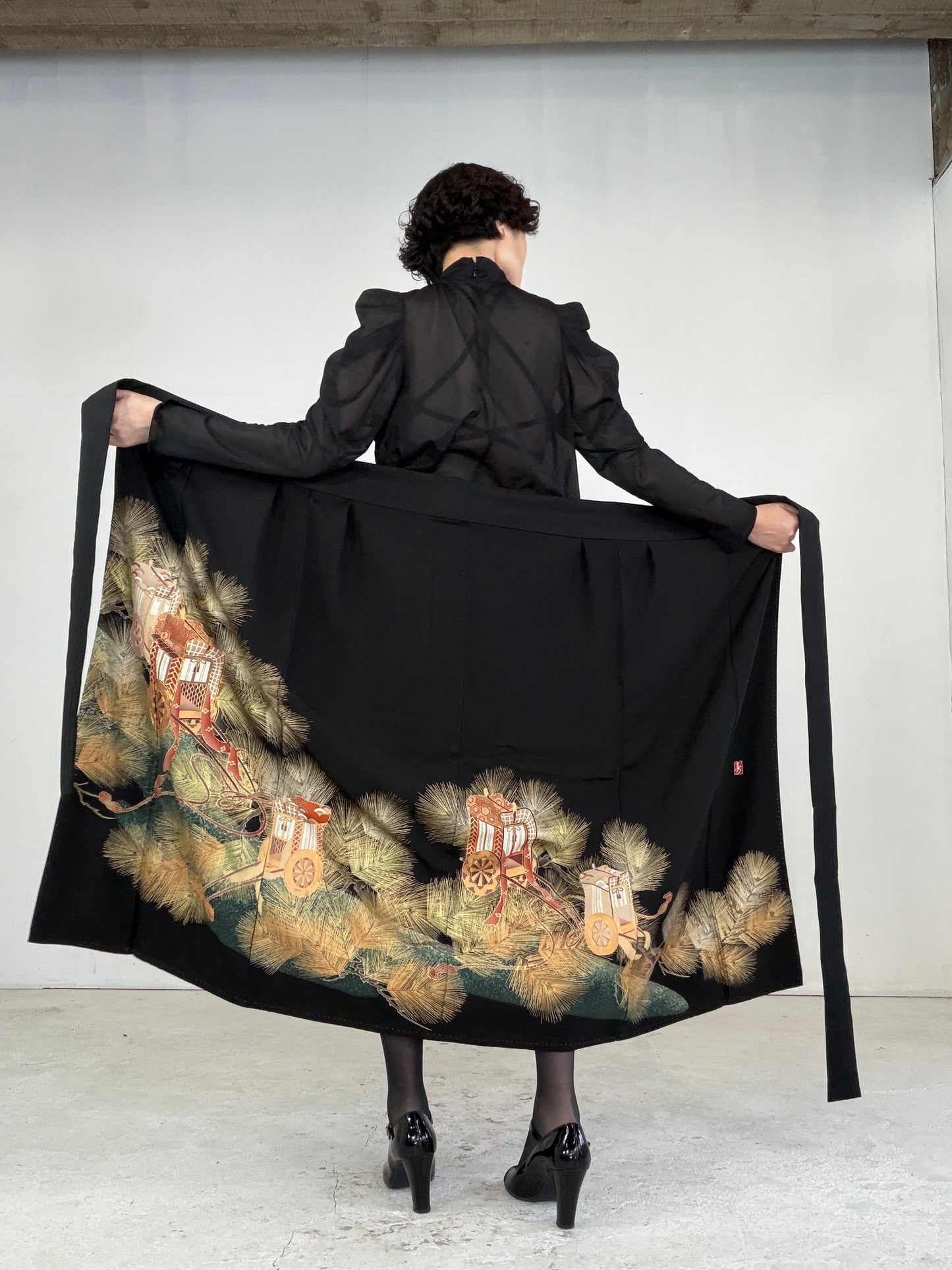 EDO-ZUMA SKIRT UPCYCLED FROM JAPANESE KIMONO "EDO045"