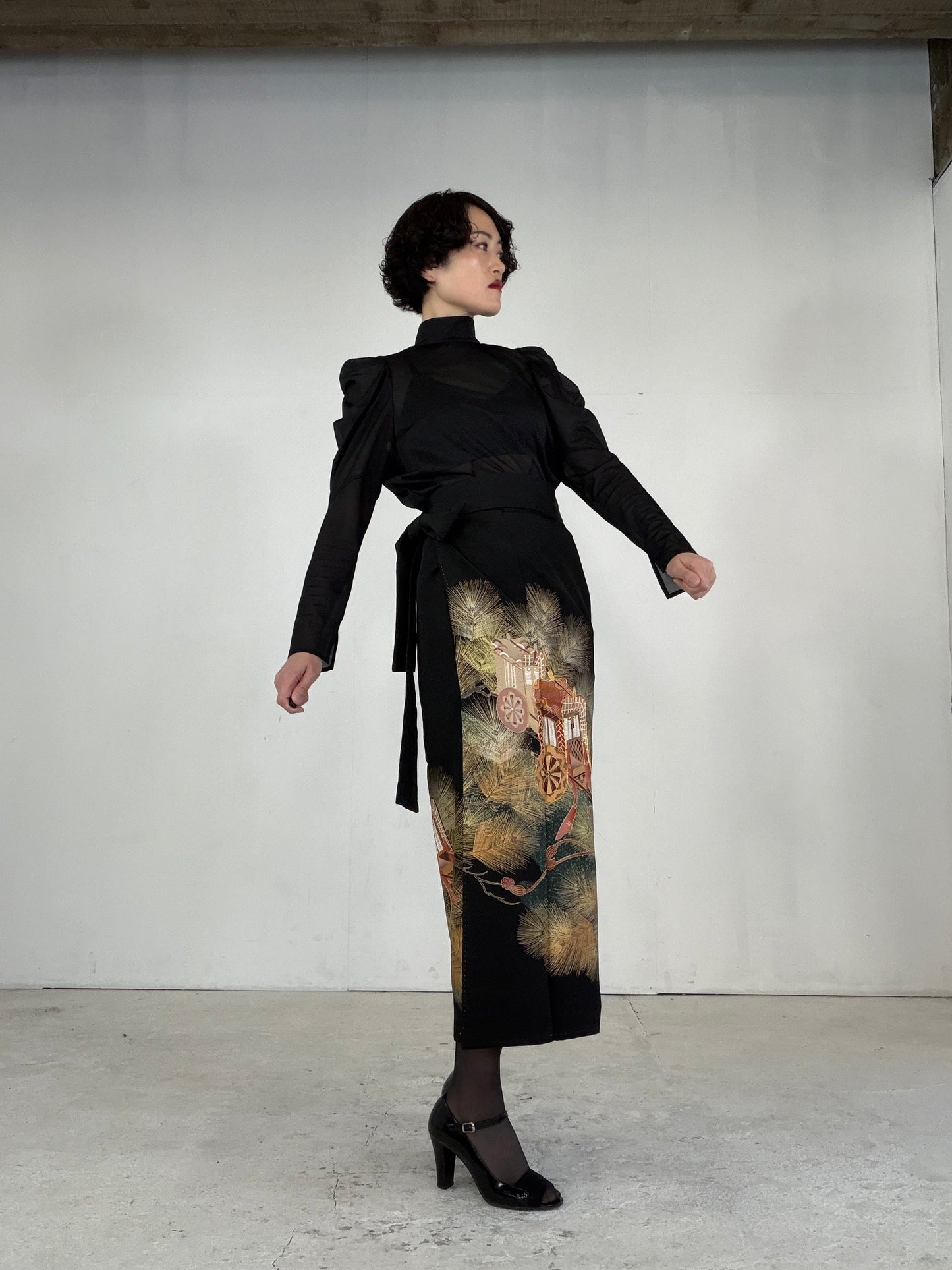 EDO-ZUMA SKIRT UPCYCLED FROM JAPANESE KIMONO "EDO045"