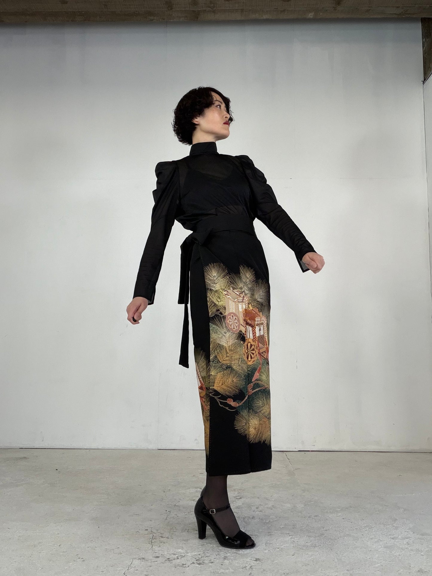 EDO-ZUMA SKIRT UPCYCLED FROM JAPANESE KIMONO "EDO045"