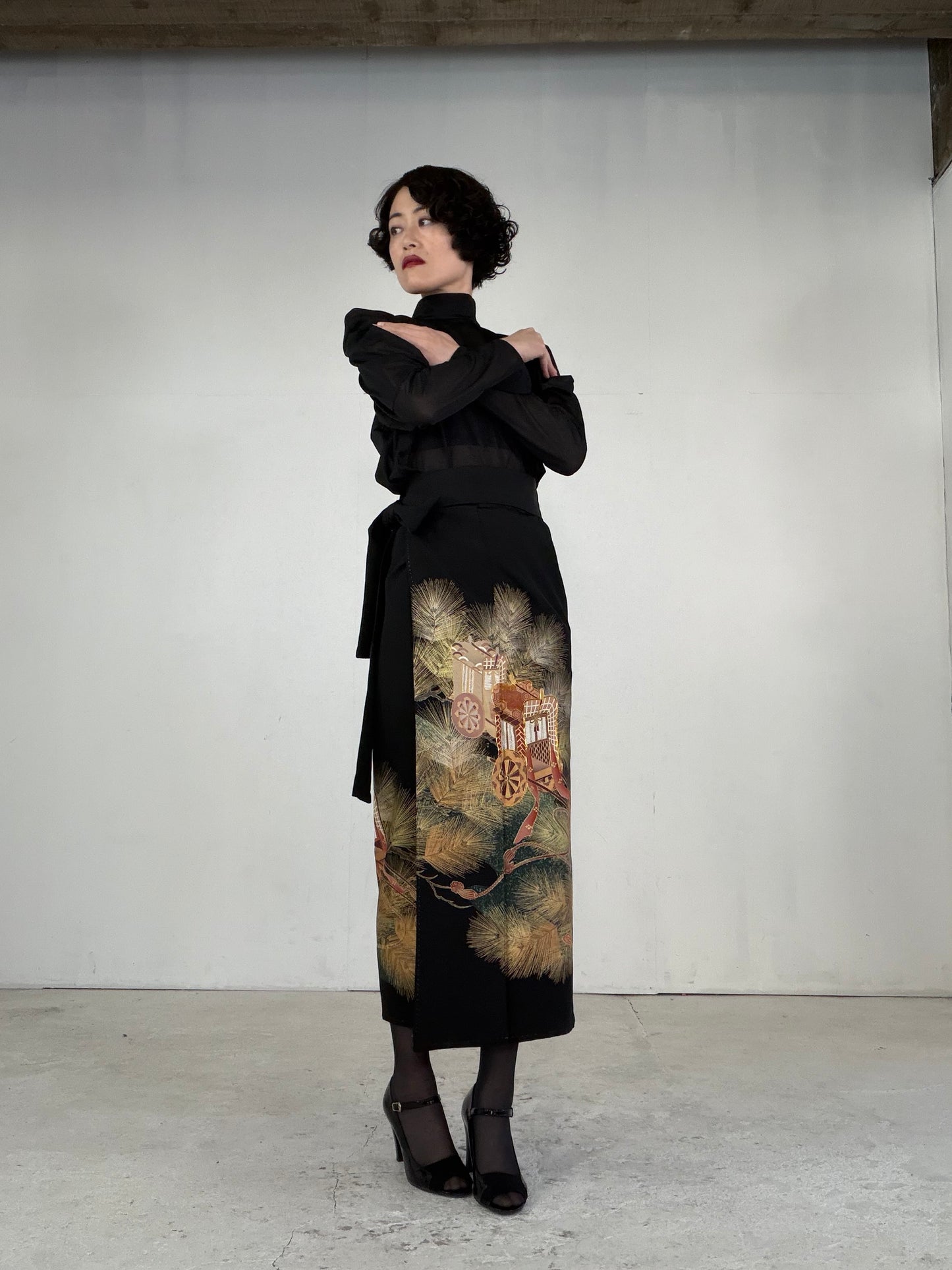 EDO-ZUMA SKIRT UPCYCLED FROM JAPANESE KIMONO "EDO045"