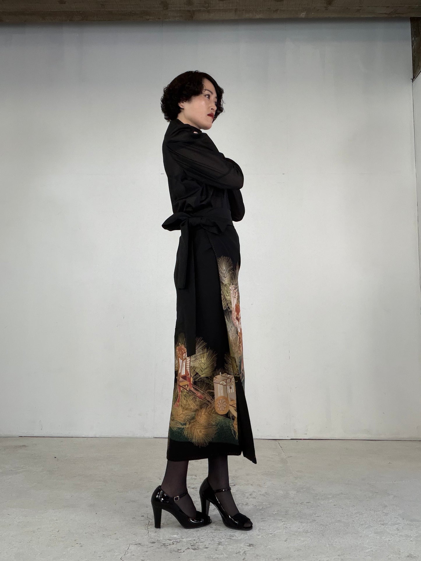EDO-ZUMA SKIRT UPCYCLED FROM JAPANESE KIMONO "EDO045"