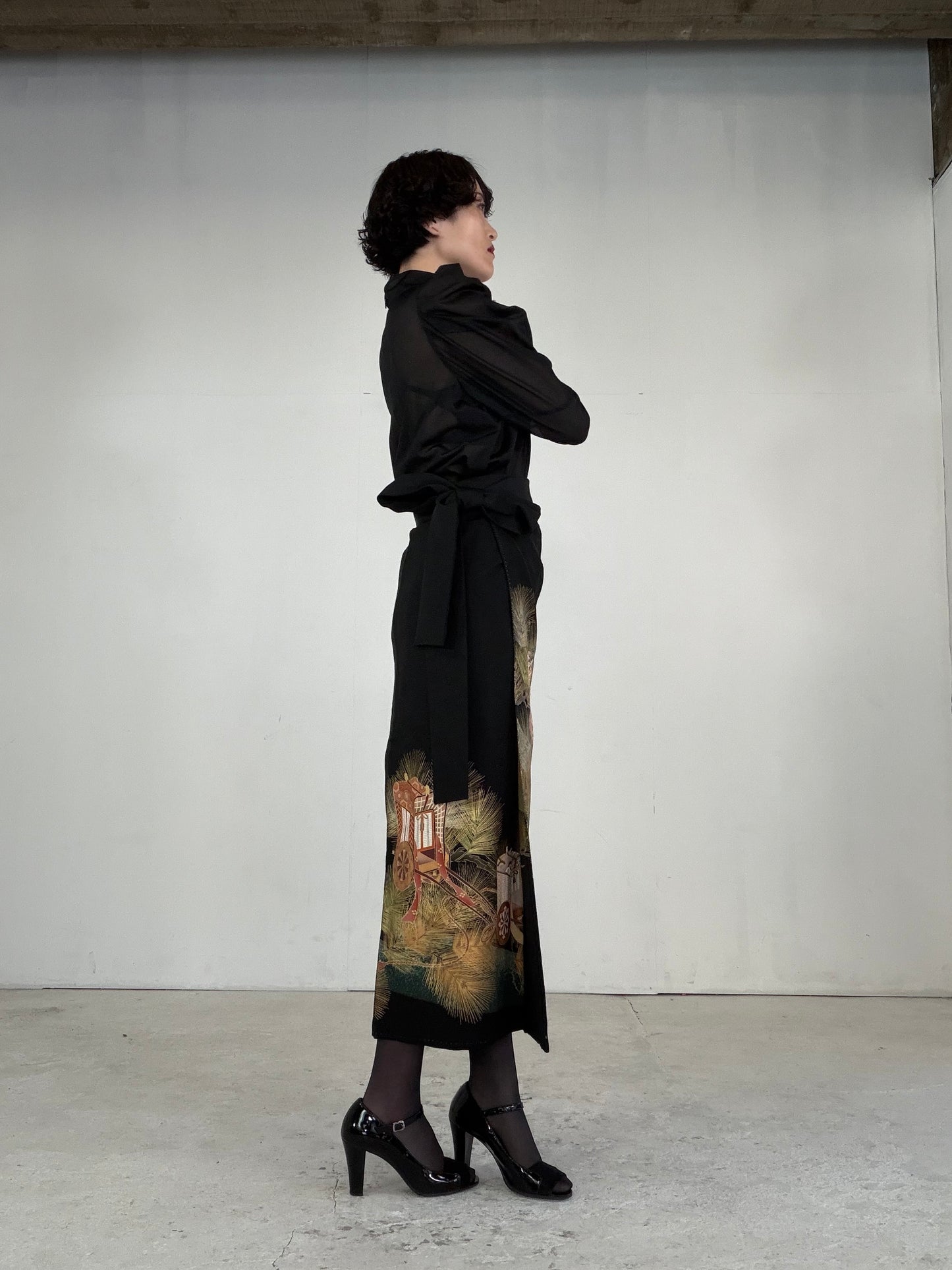 EDO-ZUMA SKIRT UPCYCLED FROM JAPANESE KIMONO "EDO045"