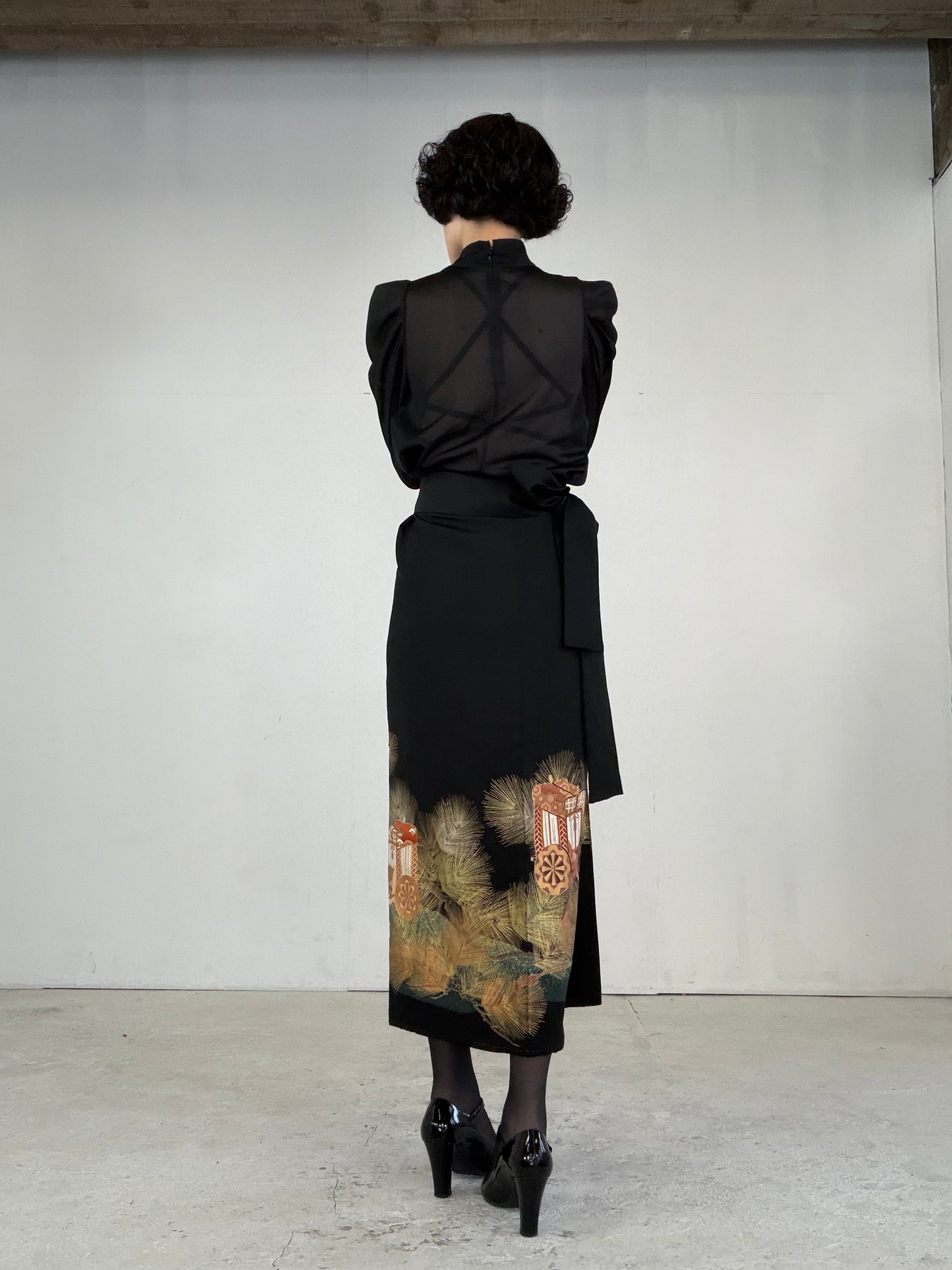 EDO-ZUMA SKIRT UPCYCLED FROM JAPANESE KIMONO "EDO045"