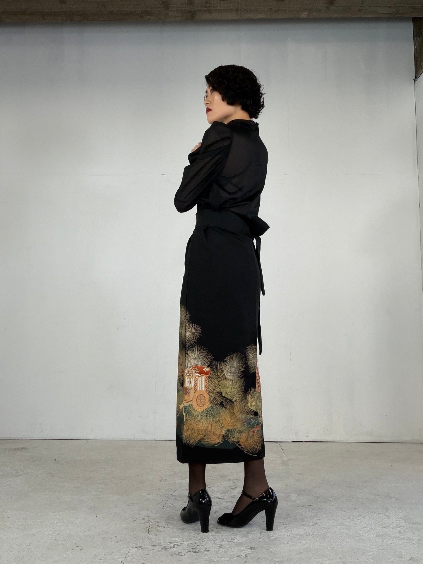 EDO-ZUMA SKIRT UPCYCLED FROM JAPANESE KIMONO "EDO045"
