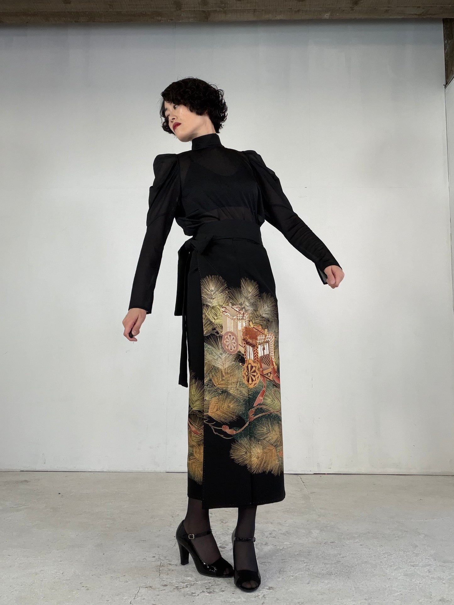 EDO-ZUMA SKIRT UPCYCLED FROM JAPANESE KIMONO "EDO045"