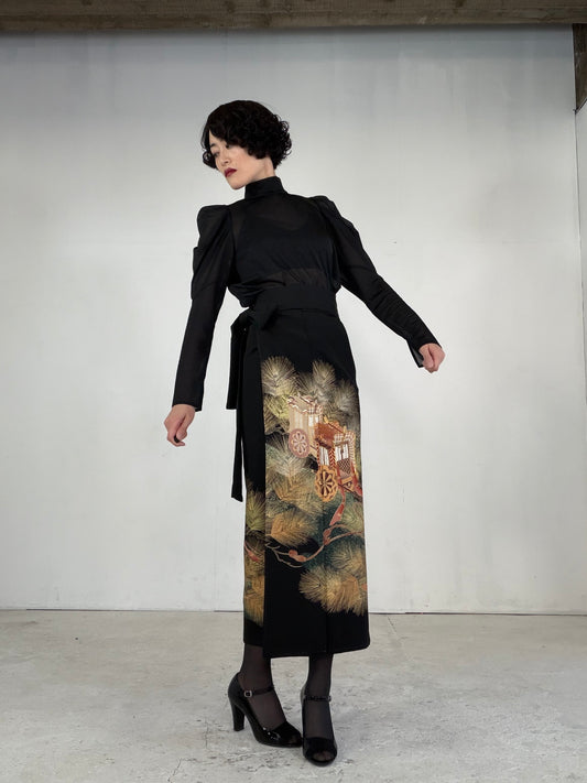EDO-ZUMA SKIRT UPCYCLED FROM JAPANESE KIMONO "EDO045"