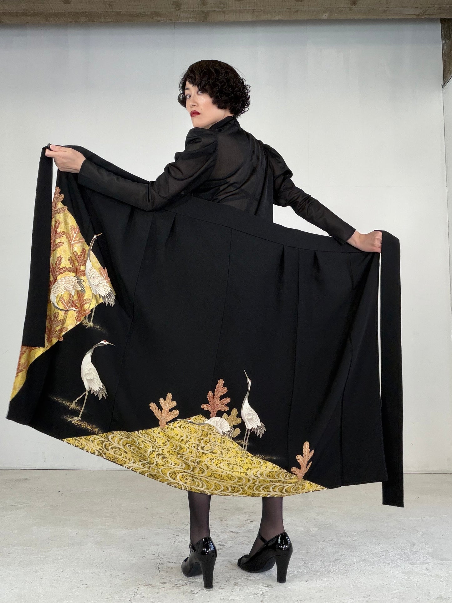 EDO-ZUMA SKIRT UPCYCLED FROM JAPANESE KIMONO "EDO046"