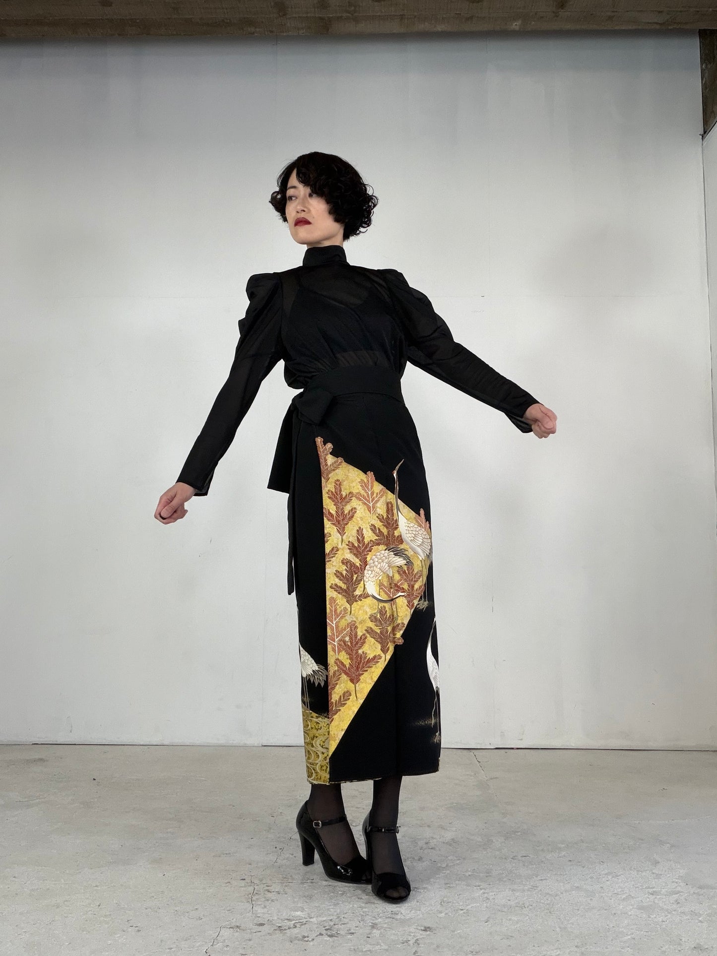 EDO-ZUMA SKIRT UPCYCLED FROM JAPANESE KIMONO "EDO046"